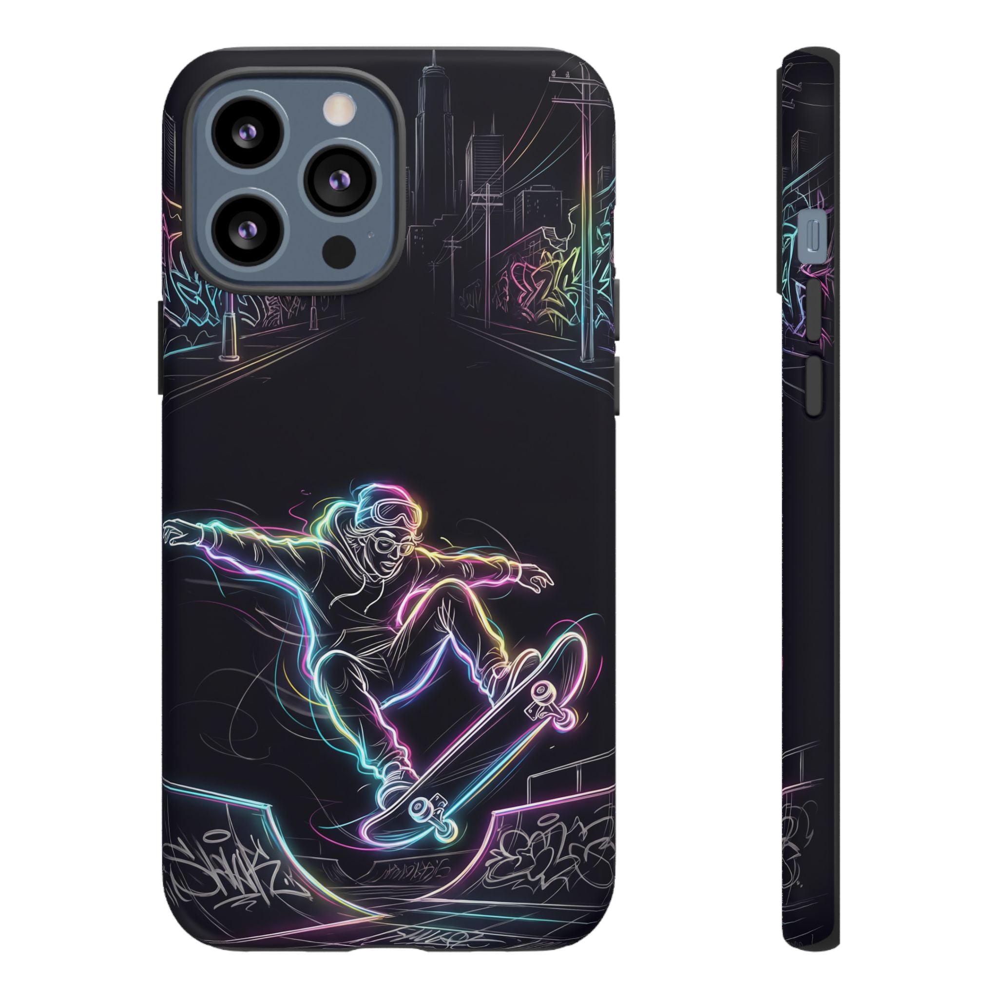 Neon Skateboard iPhone Case | Glow Skatepark Protective Cover