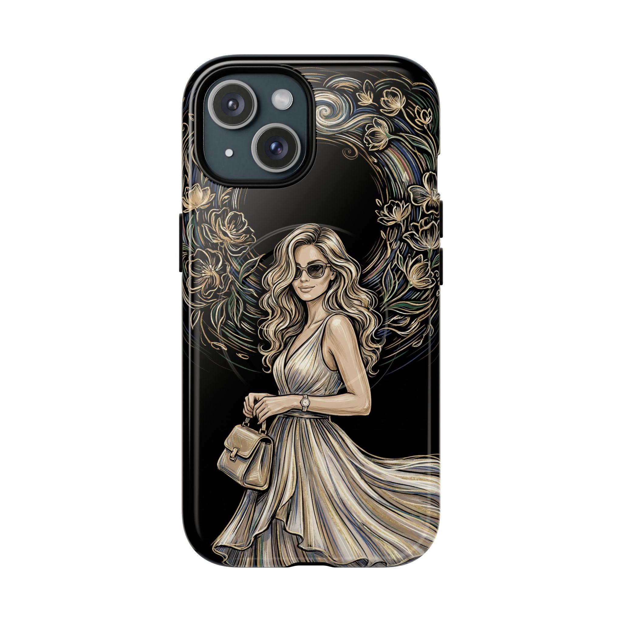 Stylish Woman Floral Wreath Tough MagSafe iPhone Case