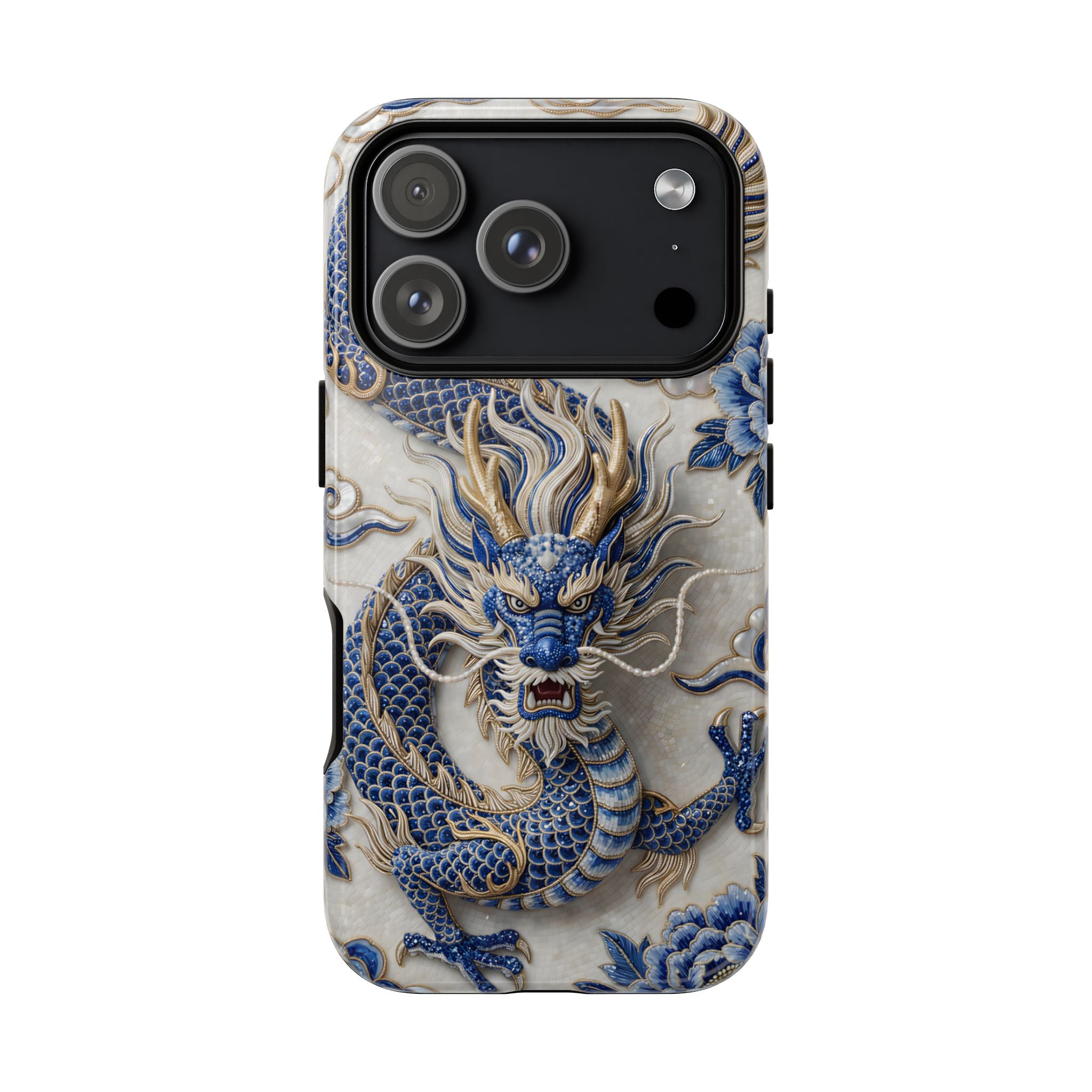Asian Zodiac Dragon iPhone Case | Blue & White Porcelain Luxury Protective Case | Year of the Dragon Gift