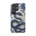 Asian Zodiac Snake Samsung Galaxy Phone Case | Blue & White Porcelain Slim Shockproof Case | Year of the Snake