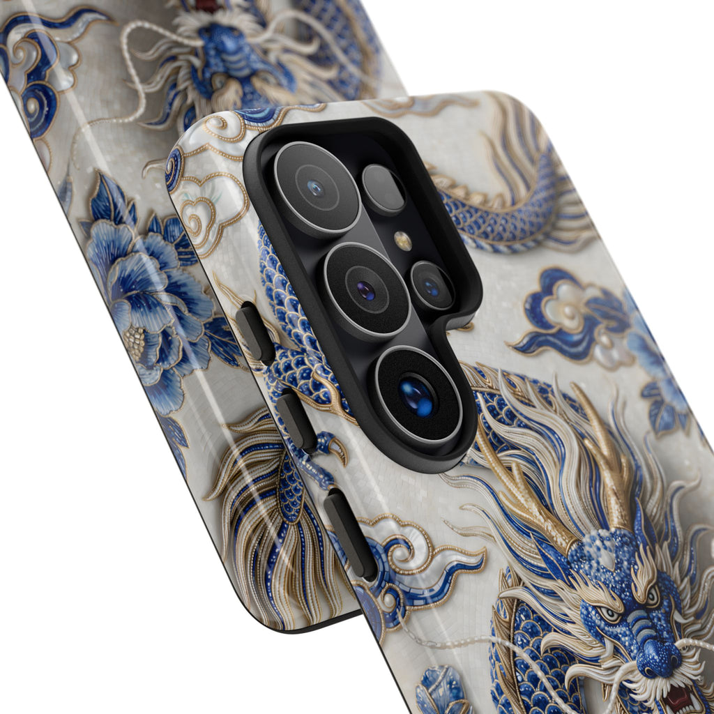 Asian Zodiac Dragon Samsung Galaxy Phone Case | Blue & White Porcelain Luxury Protective Case | Year of the Dragon Gift