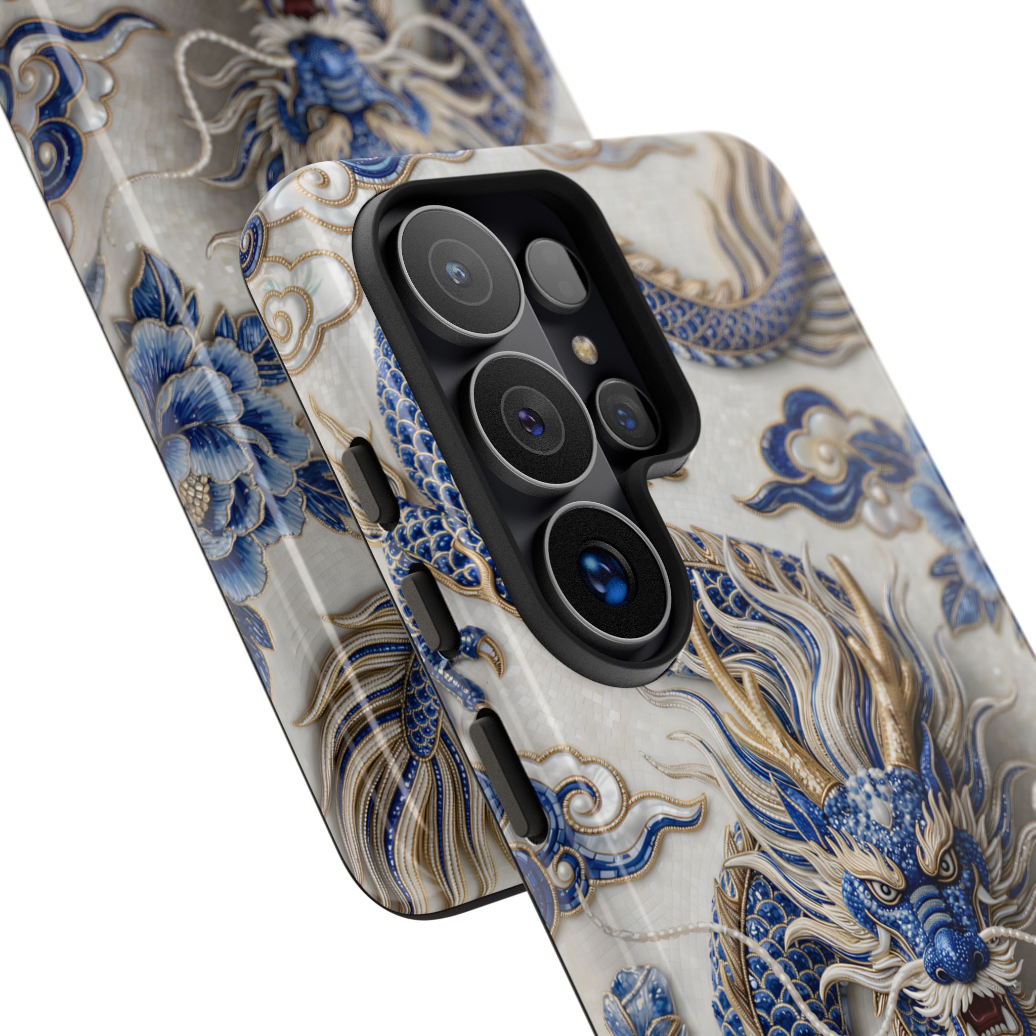 Asian Zodiac Dragon Samsung Galaxy Phone Case | Blue & White Porcelain Luxury Protective Case | Year of the Dragon Gift