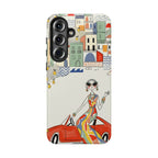 Stylish Riviera Samsung Galaxy Phone Case | Chic Retro Woman in Convertible Design