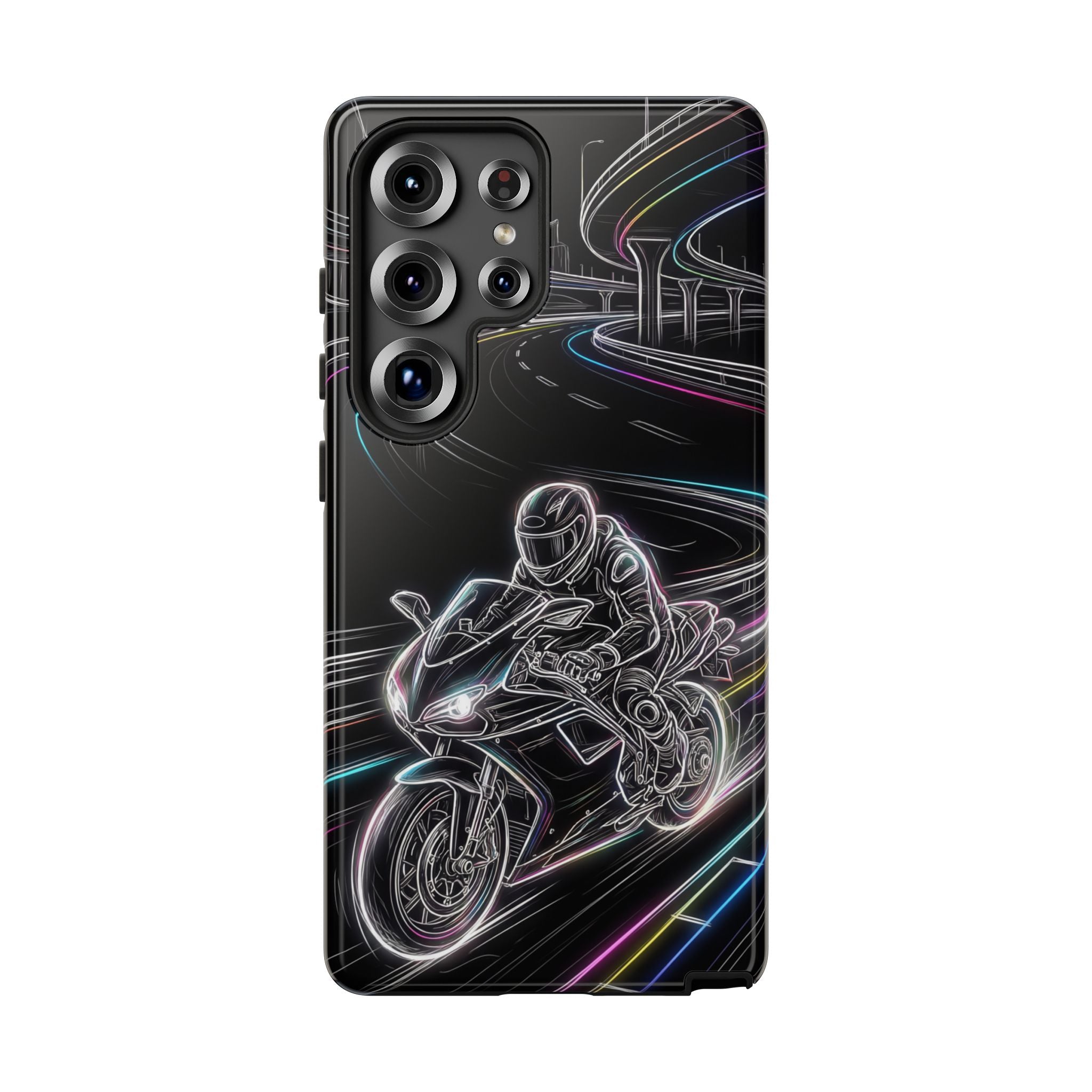Neon Night Rider Samsung Galaxy Phone Case | Motorcycle Racing Protective Cover