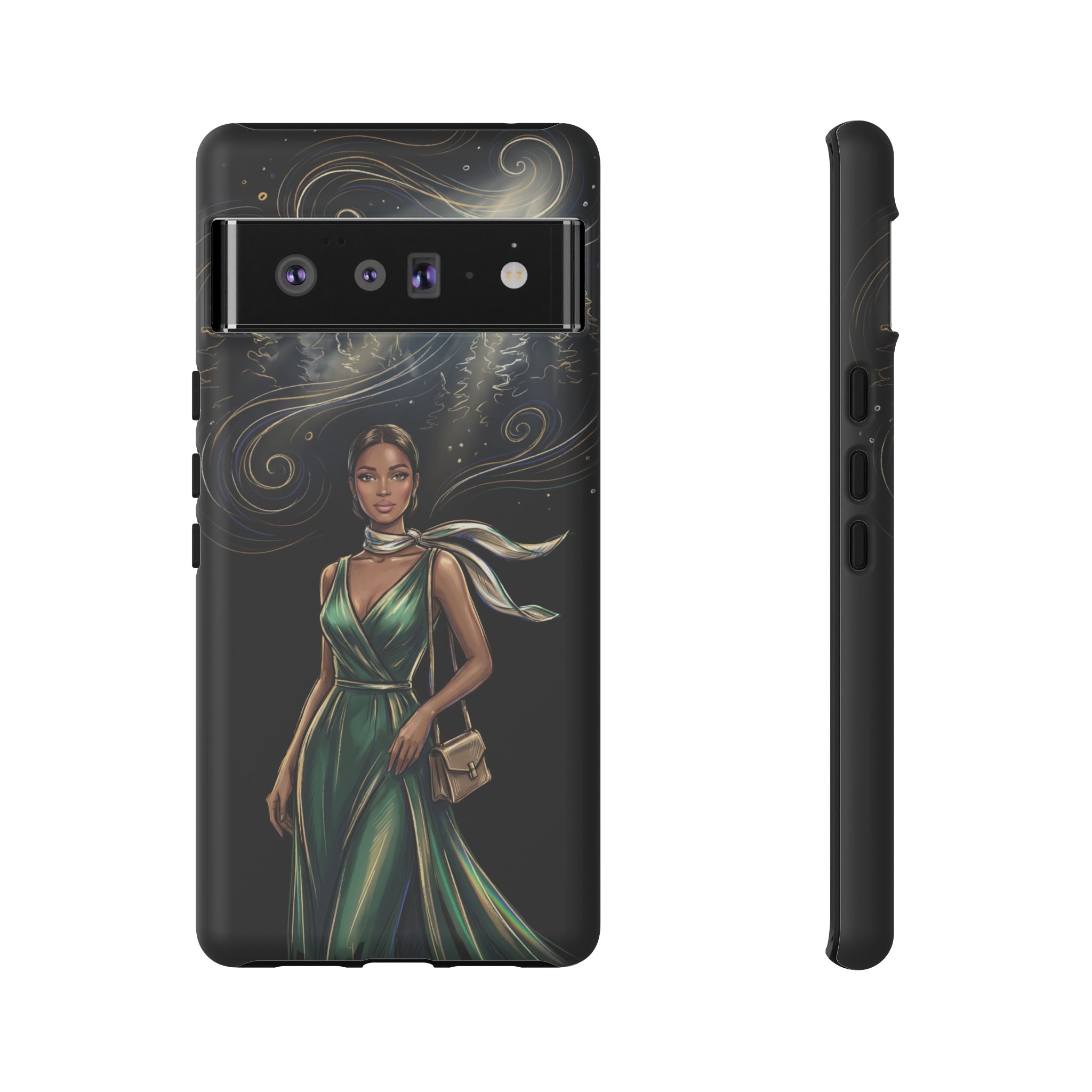 Elegant Woman in Green Dress Art Protective Tough Google Pixel Phone Case
