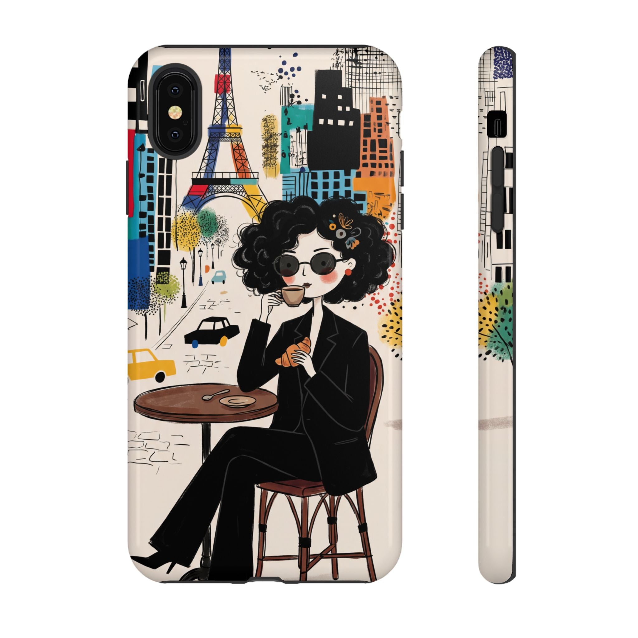 Paris Cafe Chic iPhone Case | Stylish Woman Illustration iPhone Cover