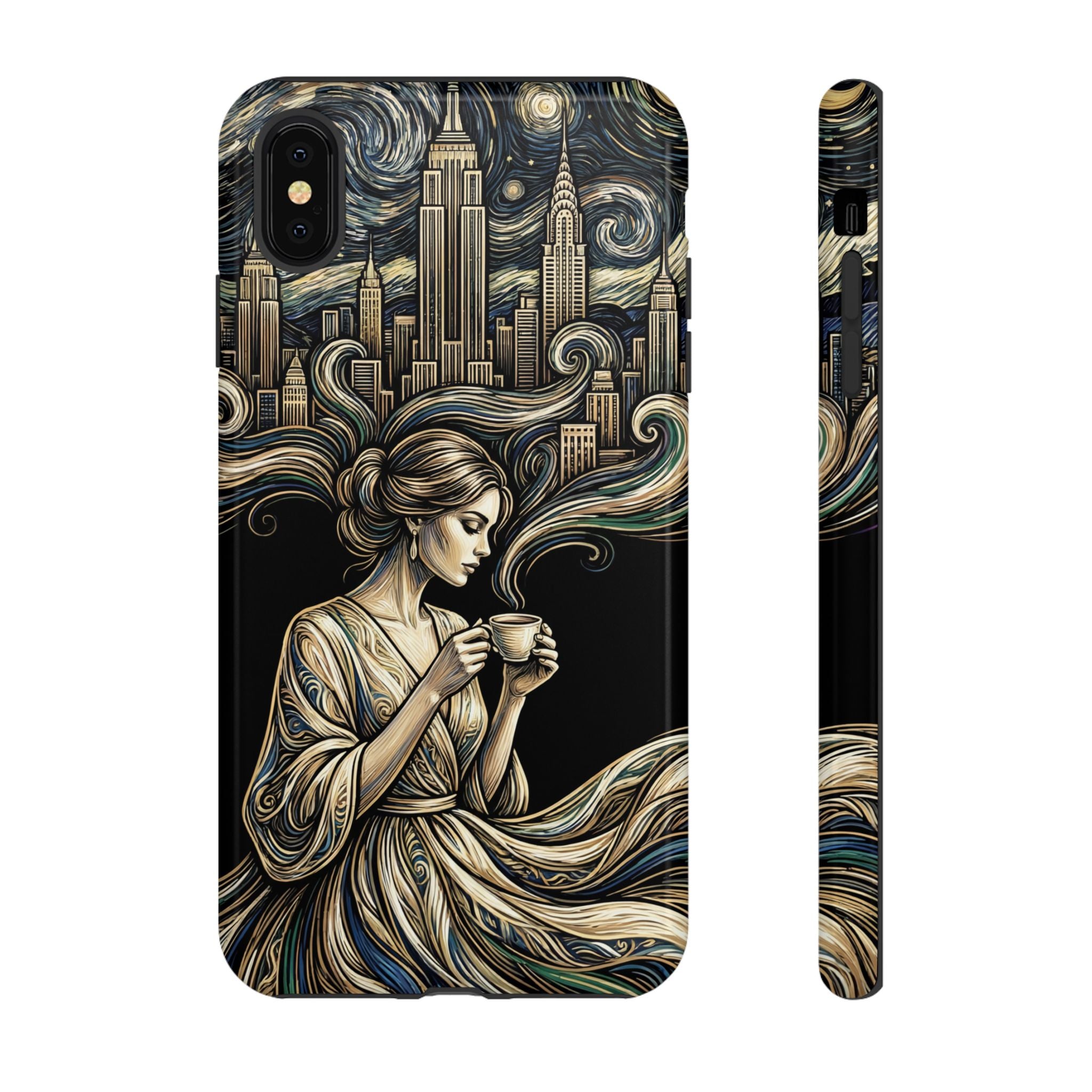 Vintage Cityscape Woman Tea Art iPhone Case