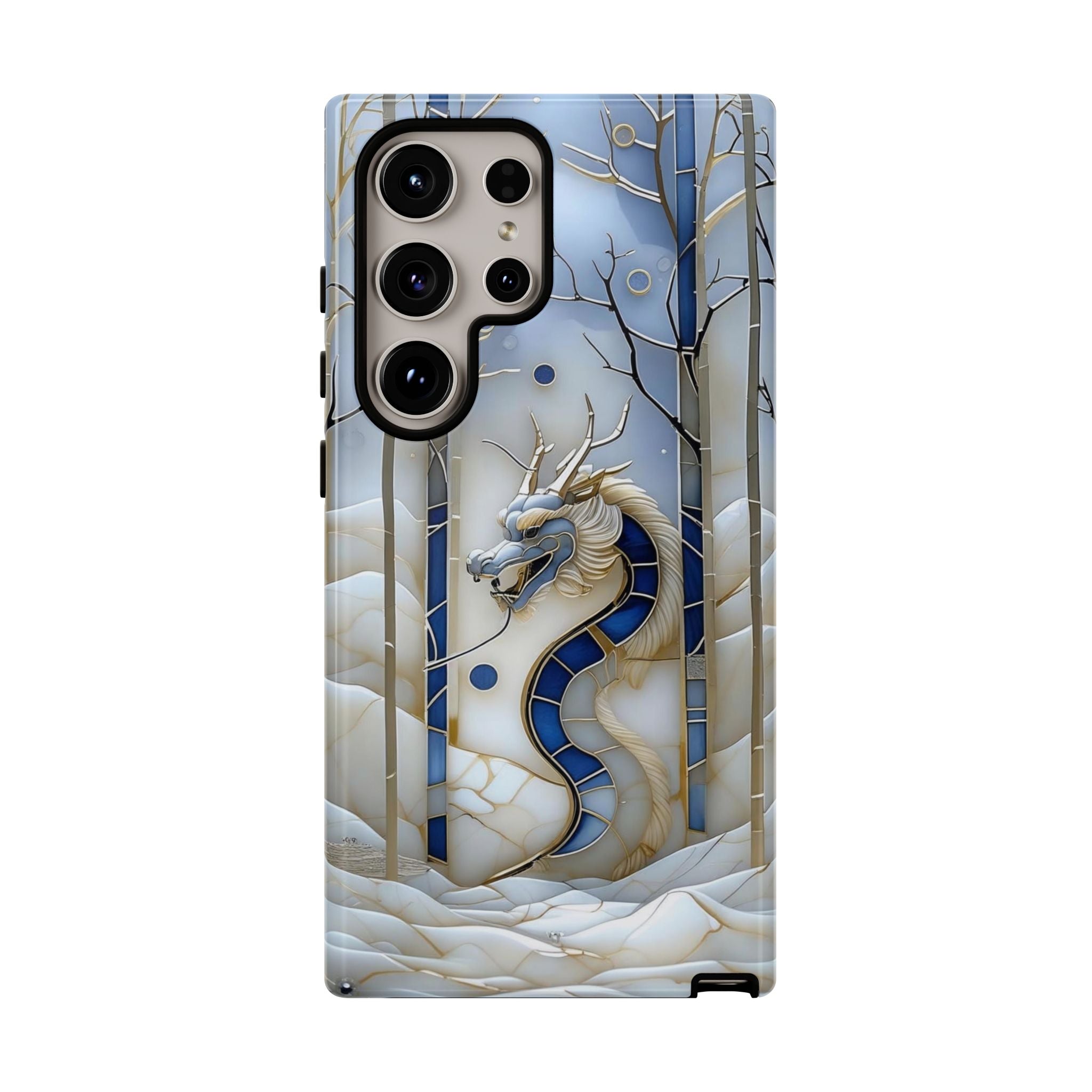 Dragon Stained Glass Samsung Galaxy Case — Blue Winter Forest Protective Cover