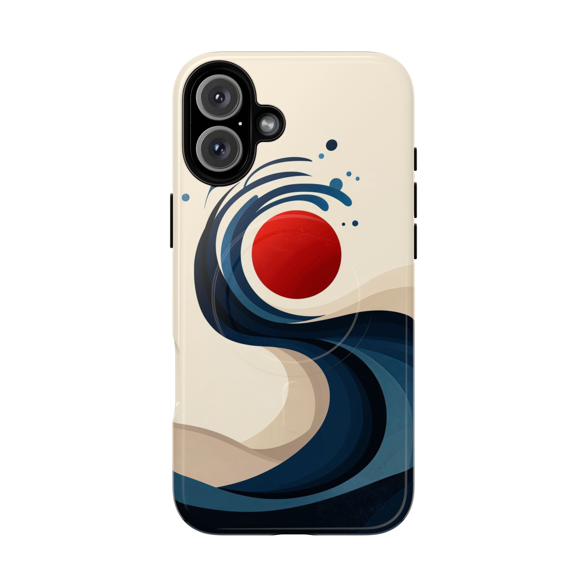Abstract Wave MagSafe iPhone Case | Red Sun Ocean Art
