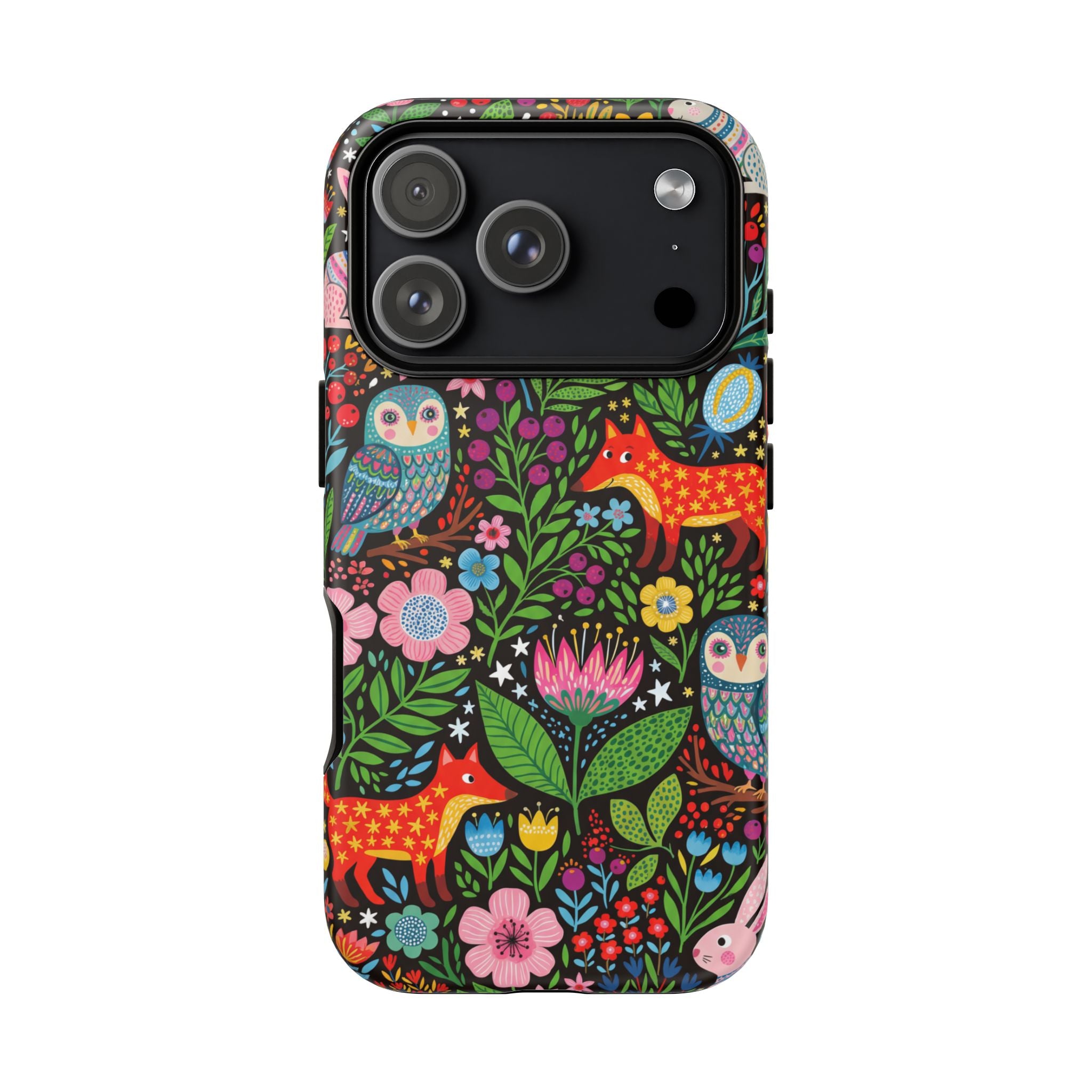 Floral Woodland iPhone Case | Colourful Fox & Owl Protective Cover