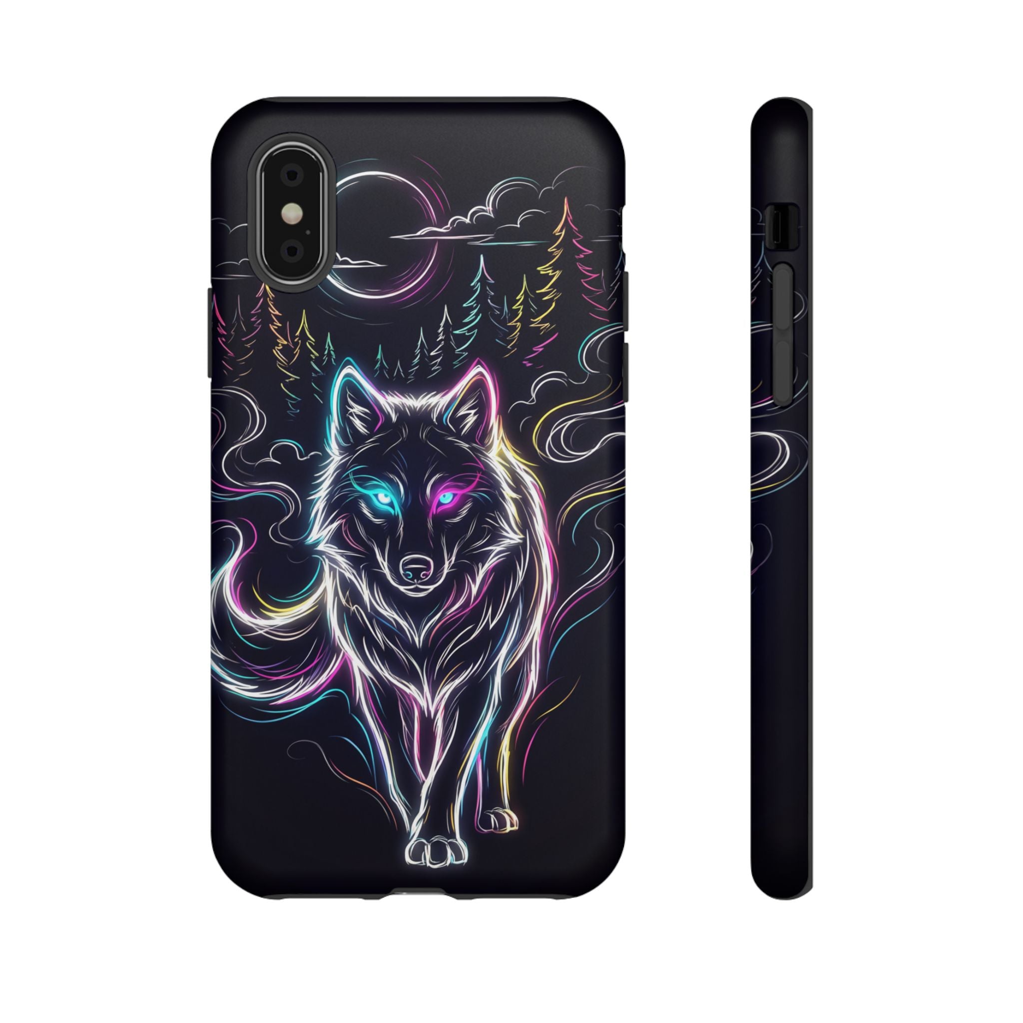 Neon Wolf iPhone Case | Mystic Glow Protective Tough Case