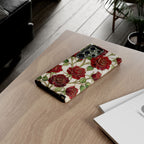 Custodia resistente per Samsung Galaxy con motivo floreale vintage a rosa rossa