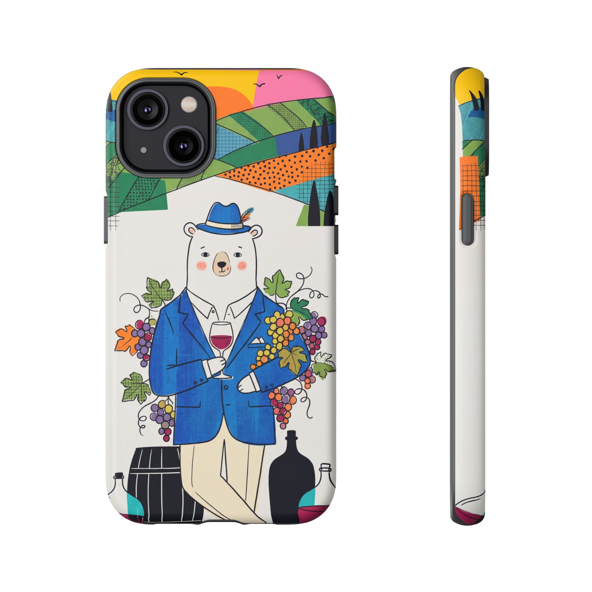 Dapper Polar Bear Wine Lover Illustrated Protective iPhone Case