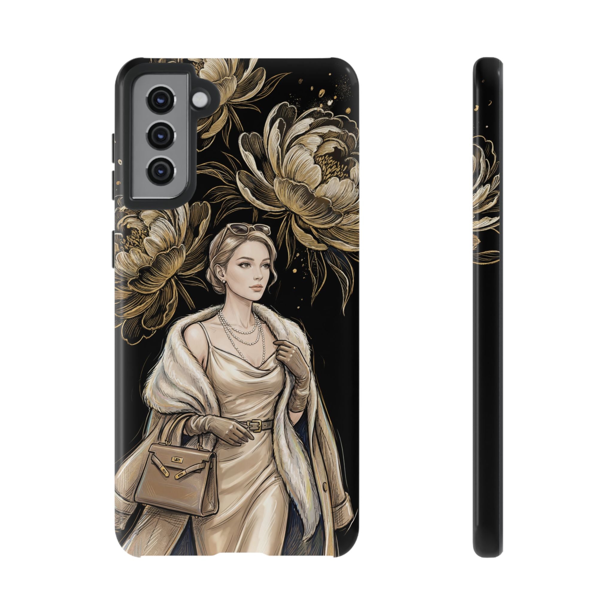 Elegant Vintage Lady Floral Samsung Galaxy Phone Case | Chic Protective Cover for Women