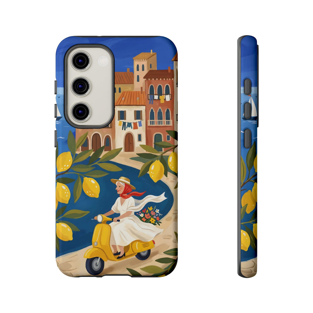 Lemon Coast Scooter Samsung Galaxy Phone Case | Mediterranean Vespa Travel Designn