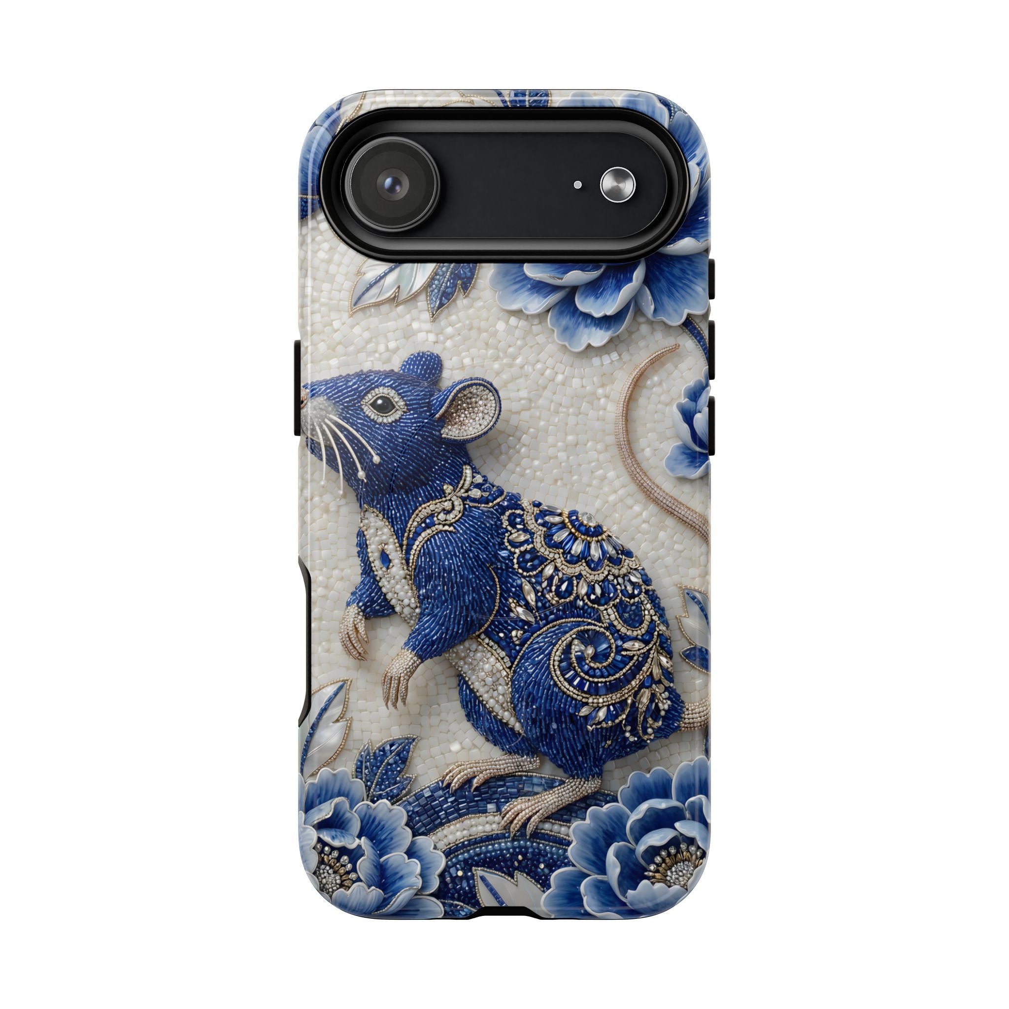 Asian Zodiac Rat MagSafe iPhone Case | Blue & White Porcelain Art Slim Protective iPhone Case | Year of the Rat Gift