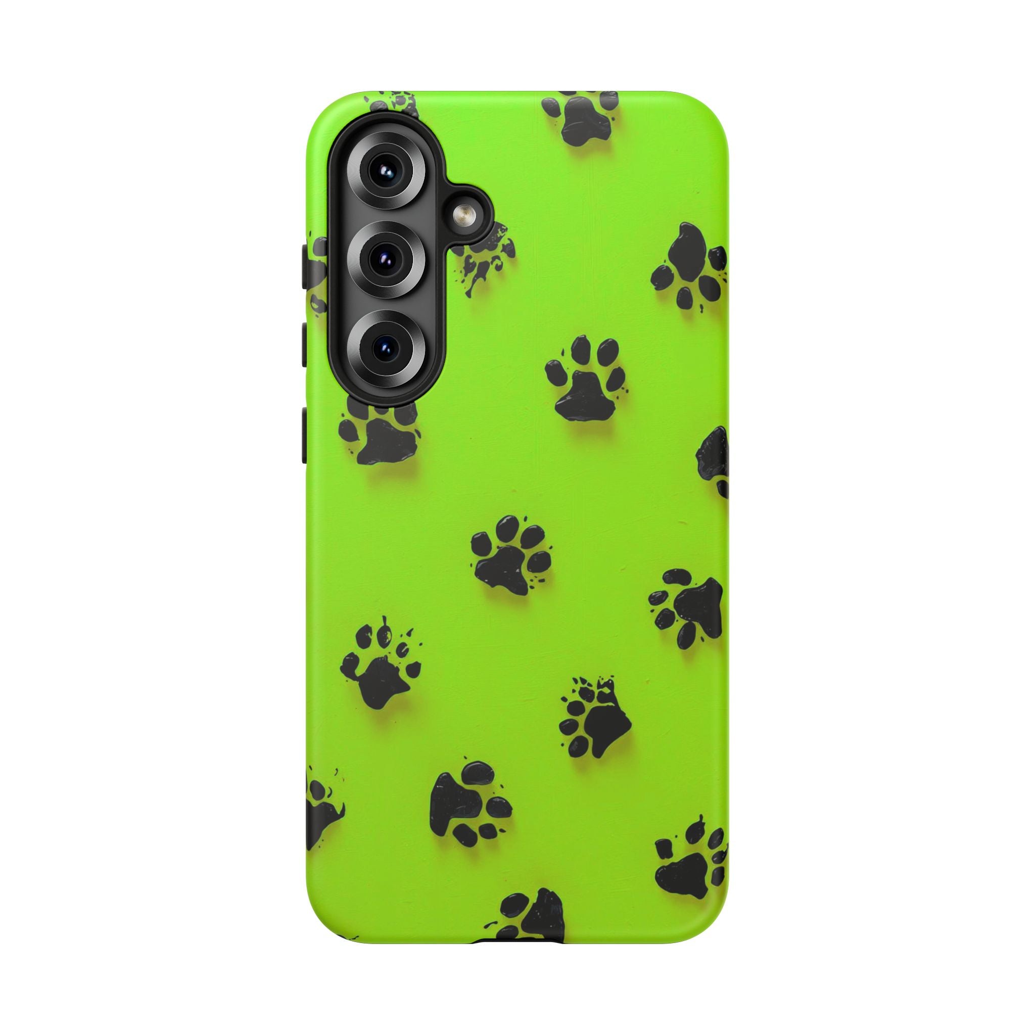 Neon Paw Print Tough Samsung Galaxy Case — Shockproof Pet Lover iPhone Cover