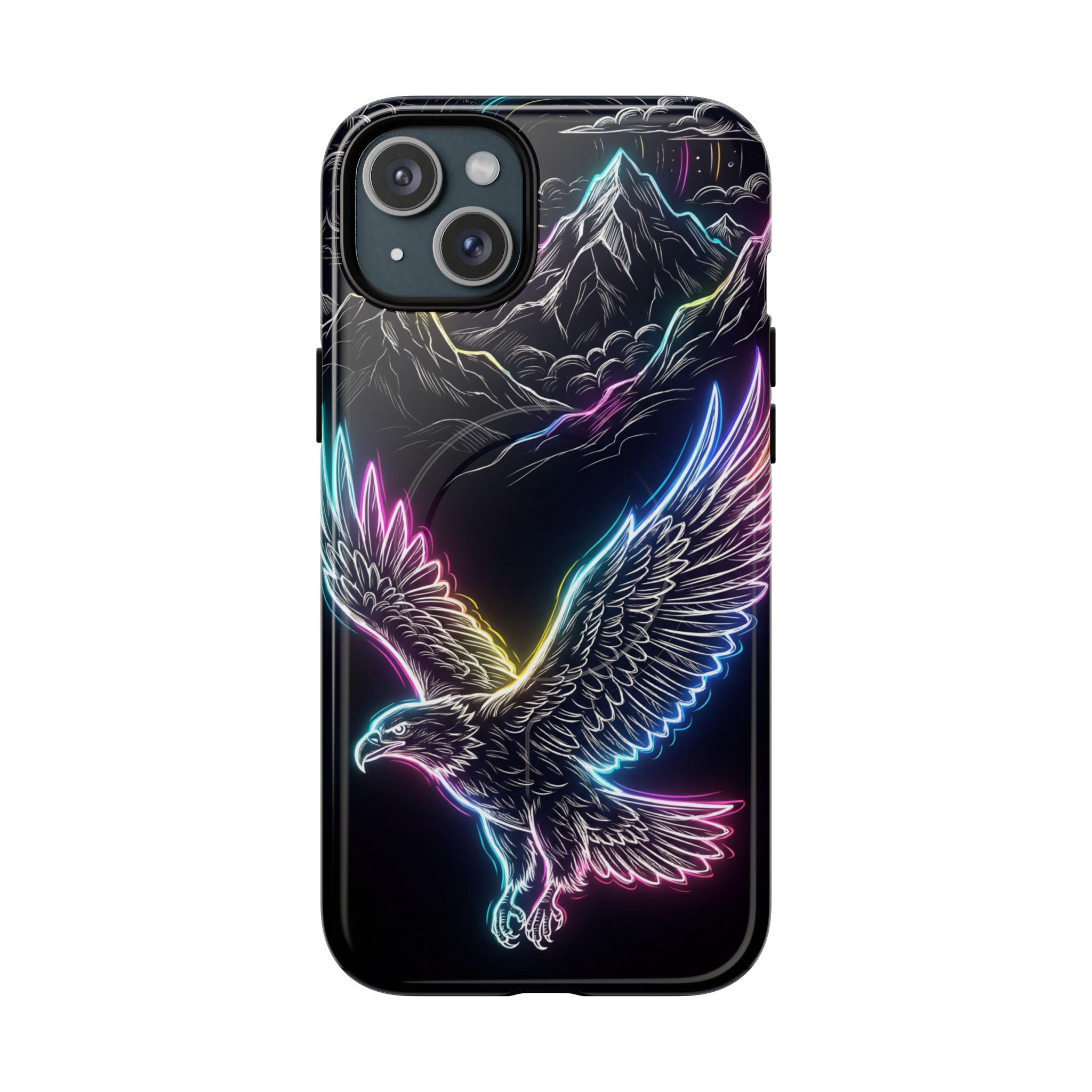 Neon Eagle MagSafe iPhone Case with Mountain Design