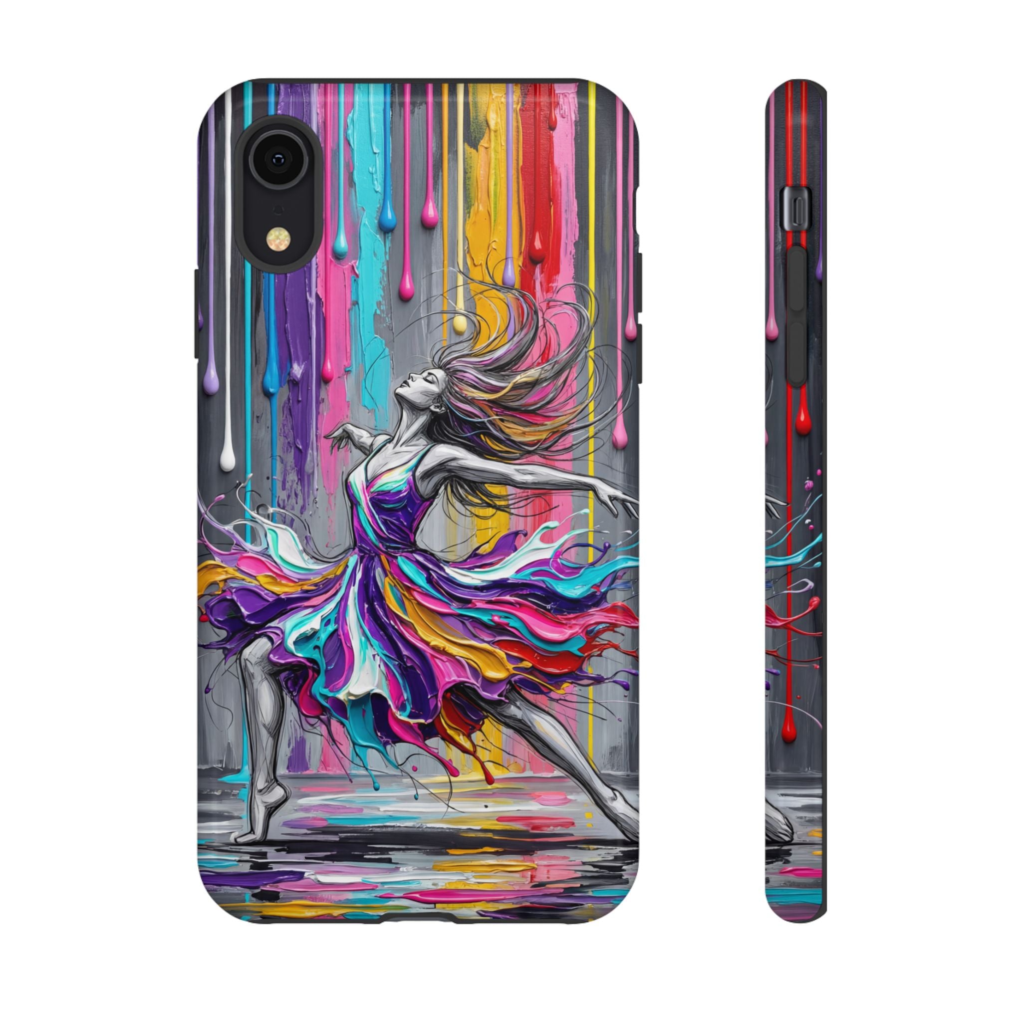 Colorful Dancer Tough iPhone Case | Vibrant Drip Art Protective Cover