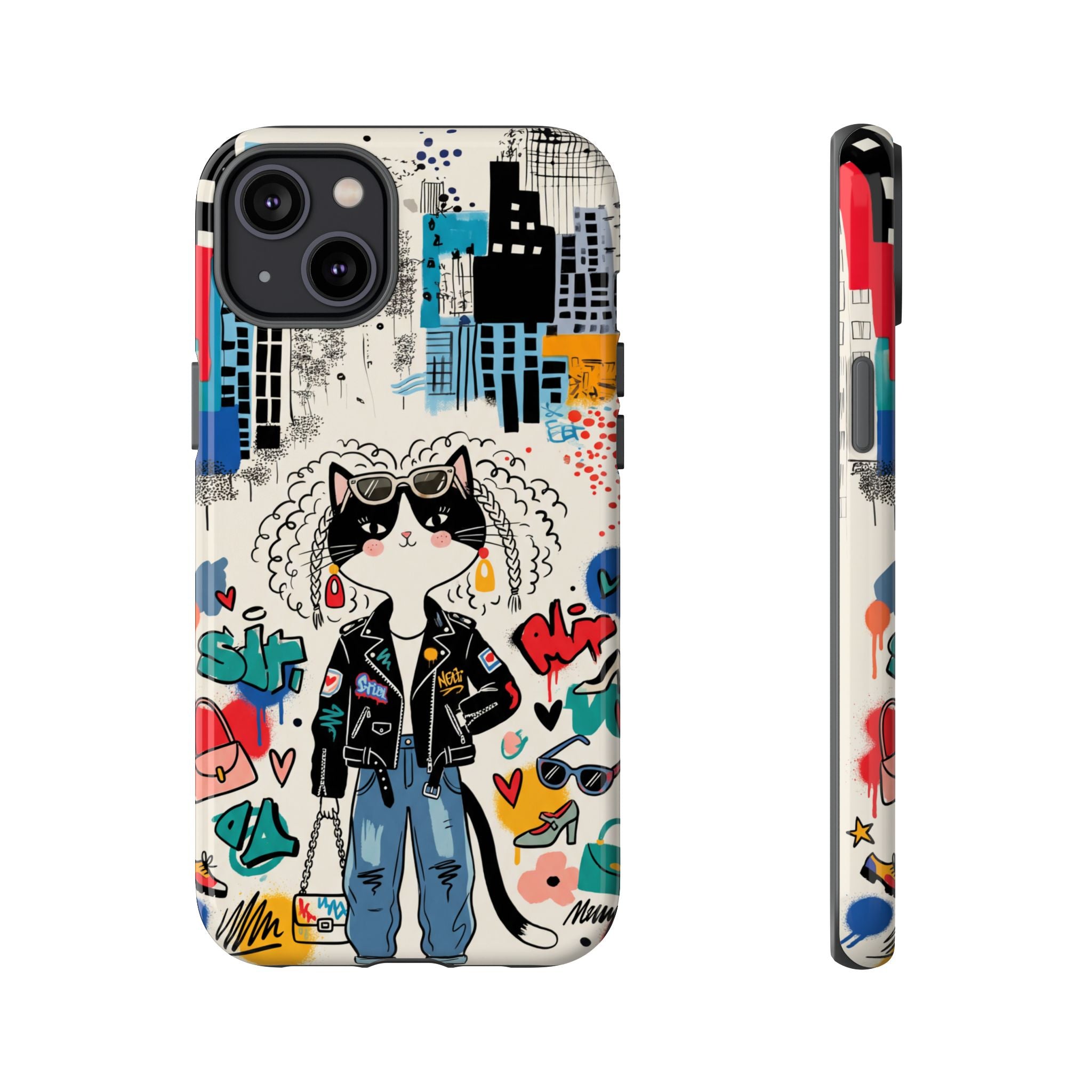 Punk City Cat Graffiti Design iPhone Case