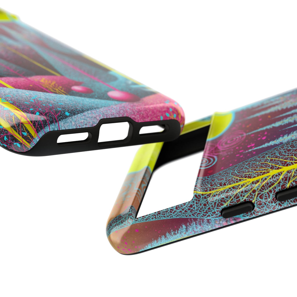 Colorful Surreal Forest Google Pixel Case | Neon Moon, Trees & Abstract Landscape