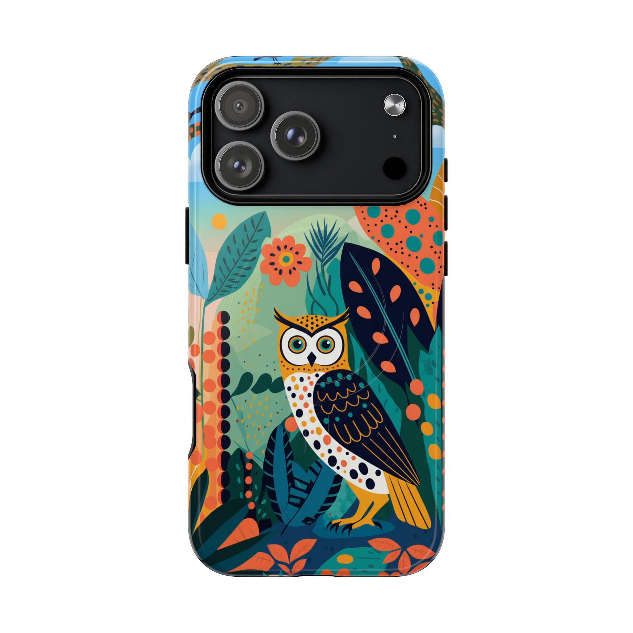 Botanical Forest Colourful Owl MagSafe iPhone Case