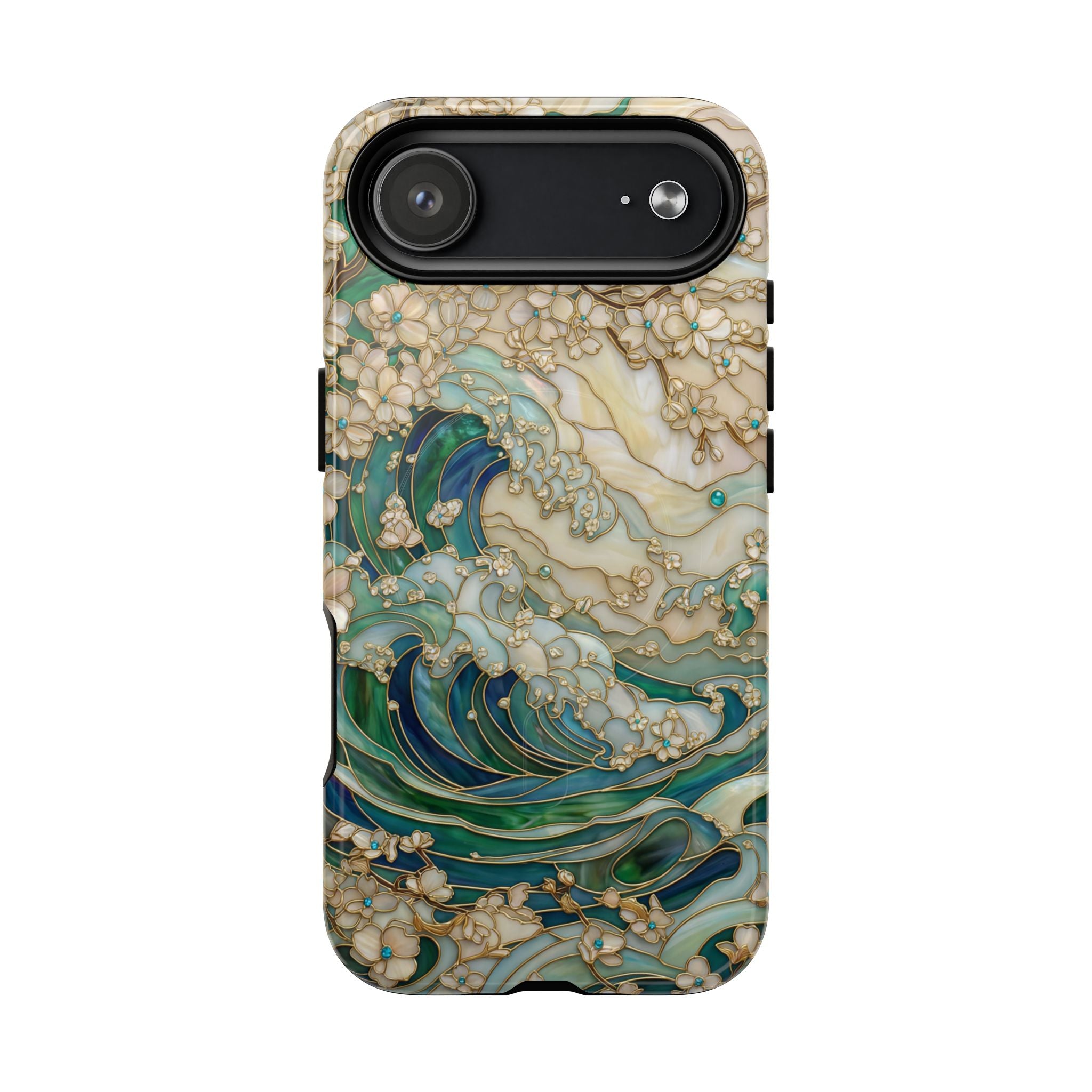 Custodia MagSafe per iPhone Ocean Wave — Custodia resistente con design artistico color acquamarina