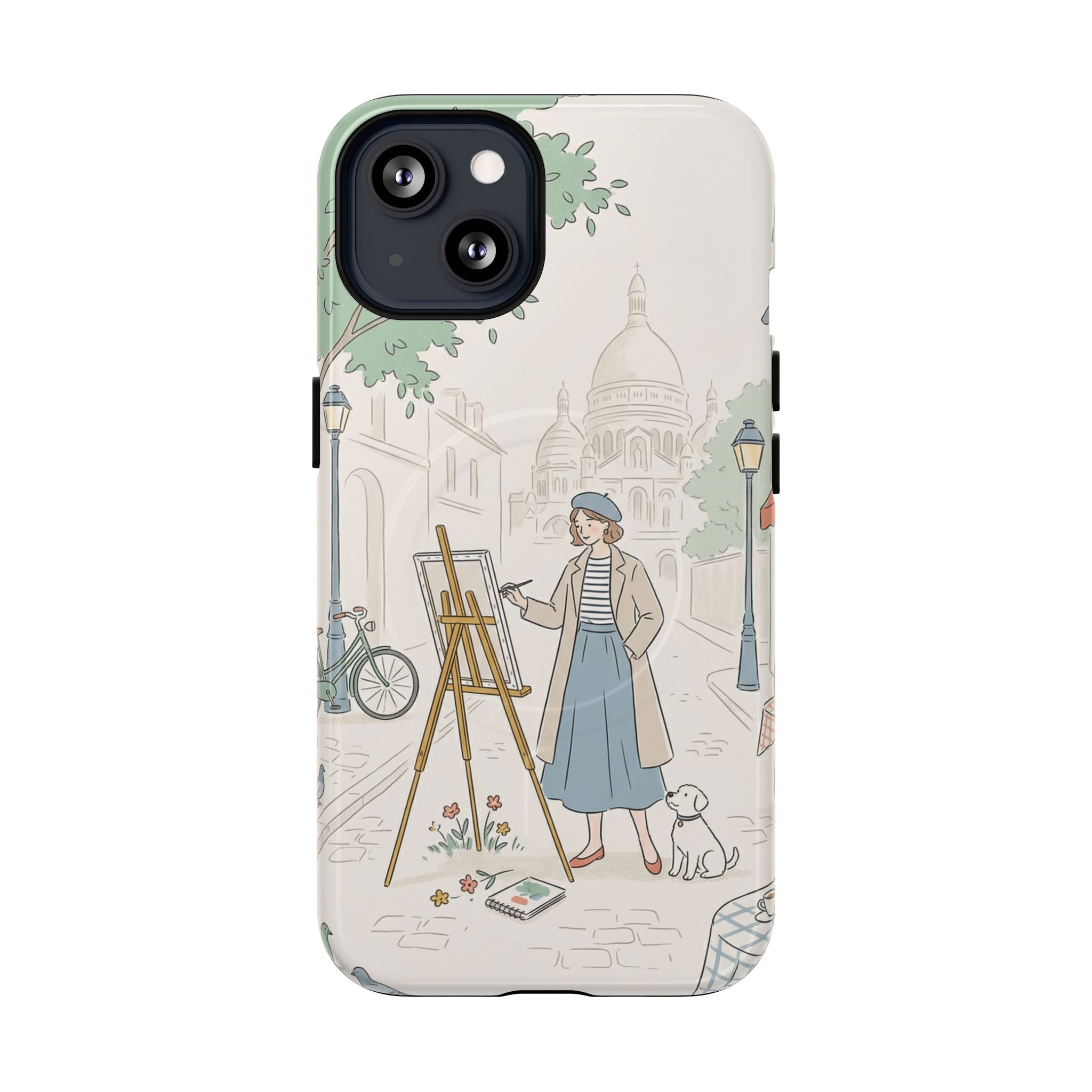 Artist in Paris MagSafe iPhone Case | Vintage Painter Street Scene Protective Cover