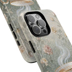 Custodia per iPhone a forma di tazza di tè floreale vintage — Elegante custodia romantica per smartphone