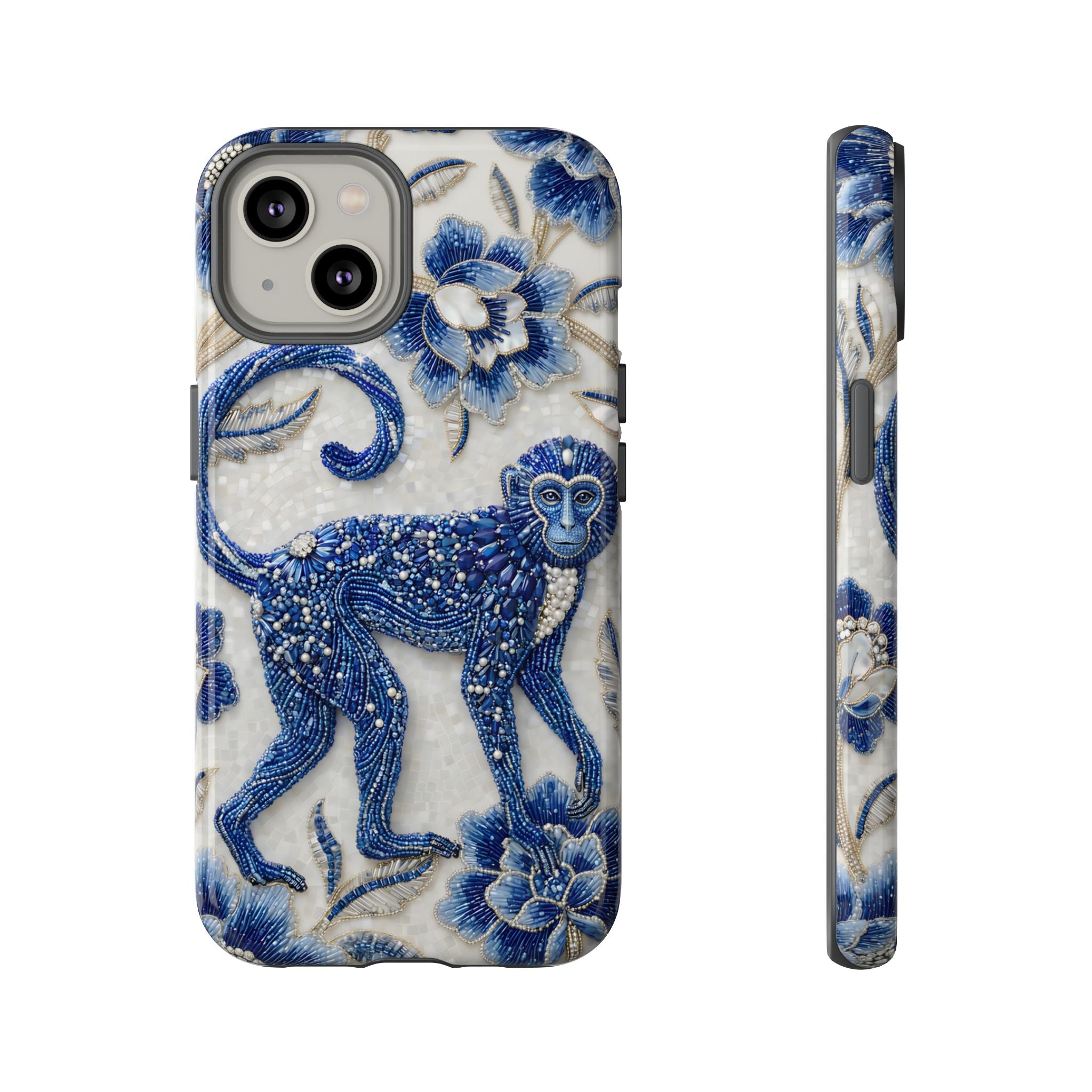 Asian Zodiac Monkey iPhone Case | Blue & White Porcelain Art Protective Case | Year of the Monkey Gift