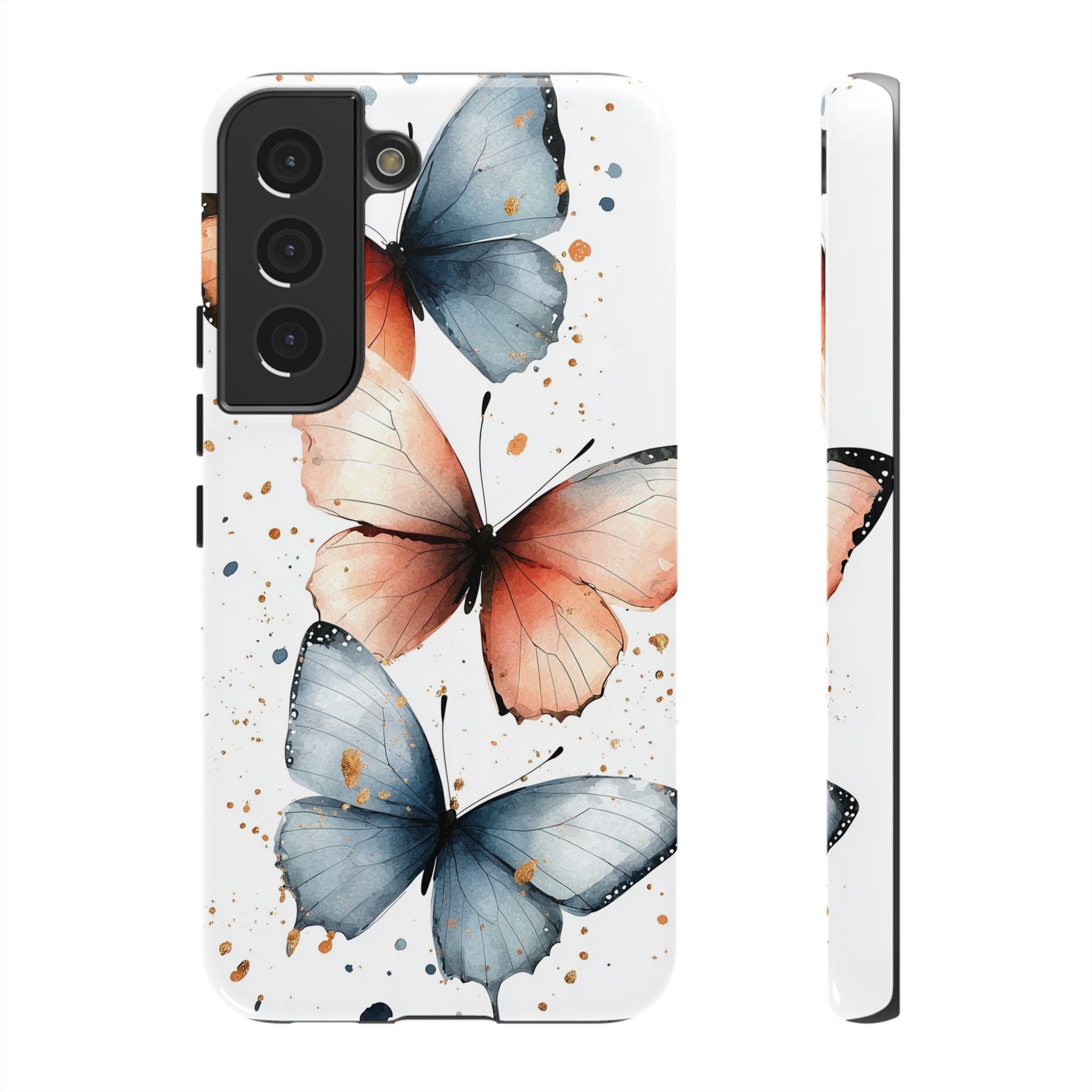 Watercolour Blue & Peach Butterfly Tough Samsung Galaxy Case