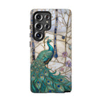 Custodia per Samsung Galaxy con motivo in vetro colorato con pavone