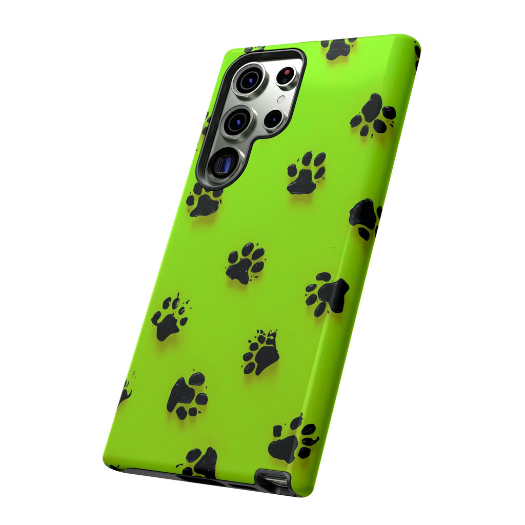 Neon Paw Print Tough Samsung Galaxy Case — Shockproof Pet Lover iPhone Cover