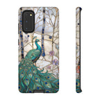 Custodia per Samsung Galaxy con motivo in vetro colorato con pavone