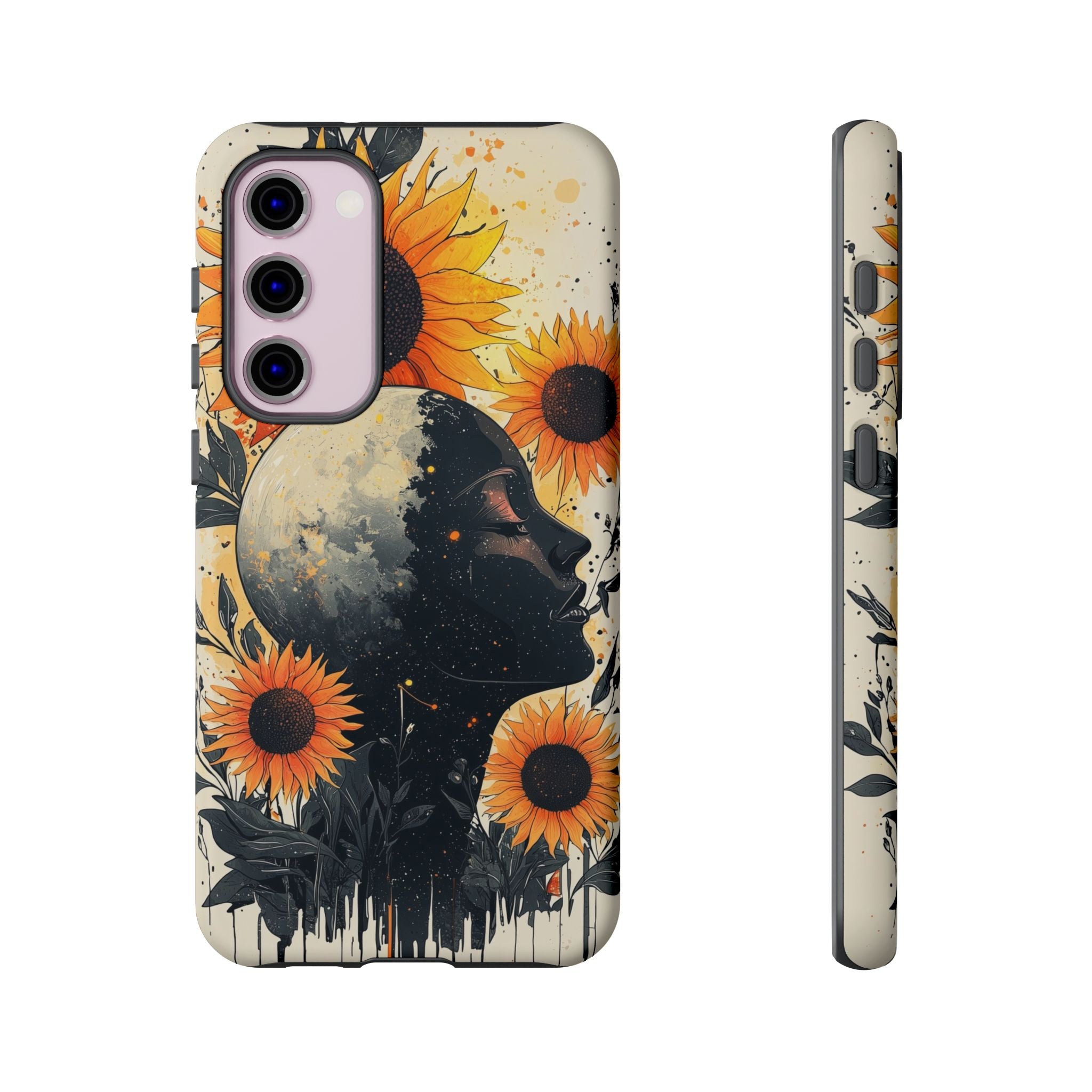 Sunflower Moon Art Samsung Galaxy Case | Floral Celestial