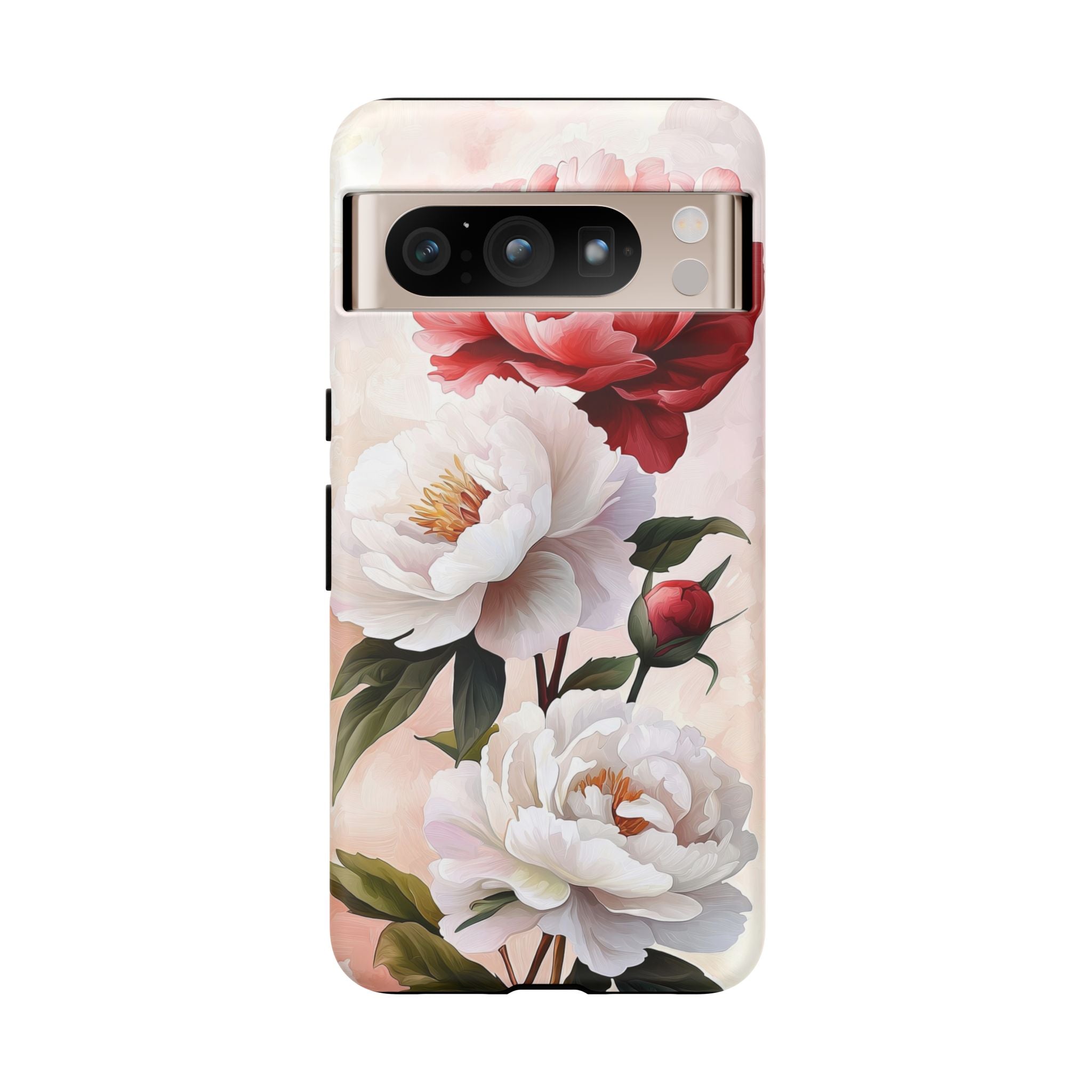 Floral Peonies Google Pixel Case | Pink & White Vintage Flower