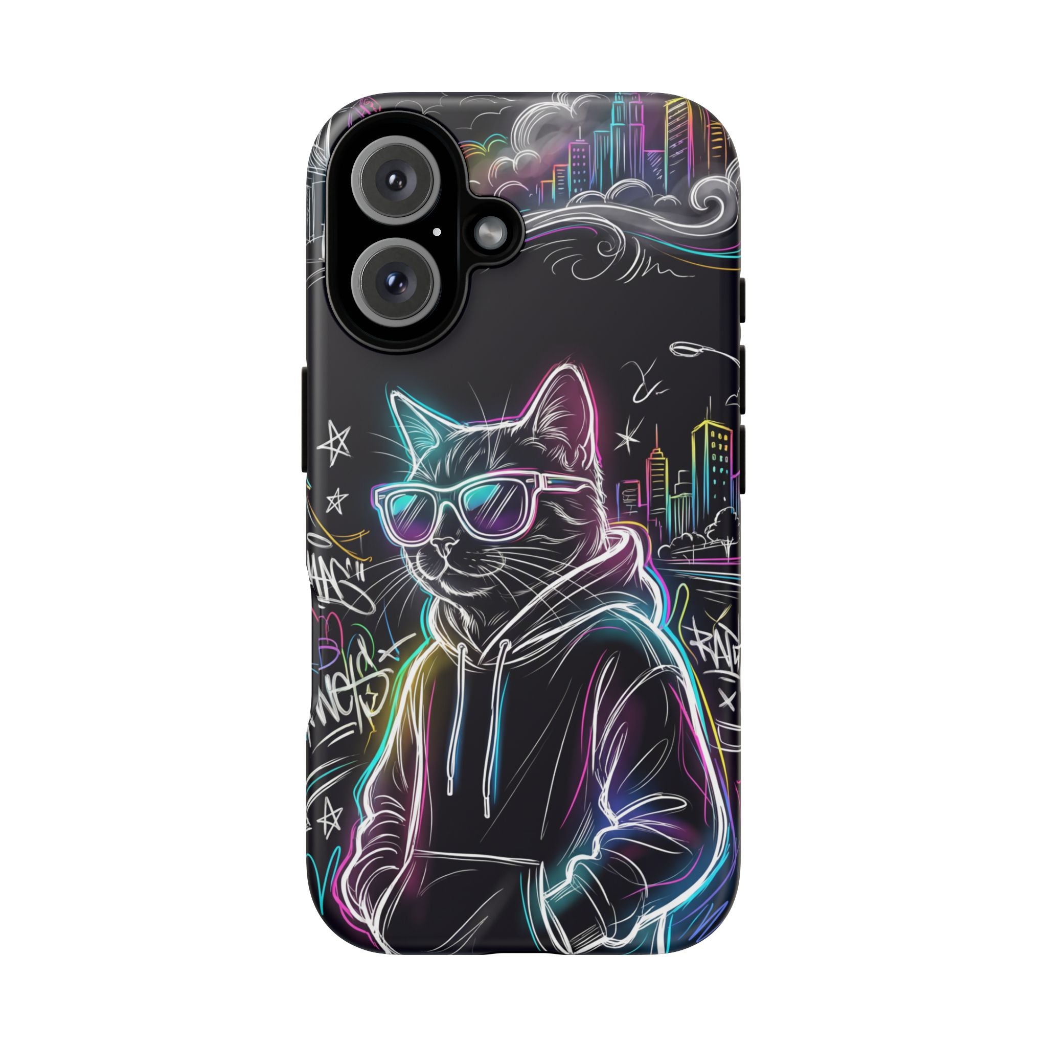 Cool Hoodie Neon Street Cat iPhone Case