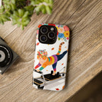 Cat Pilates iPhone Case | Floral Rainbow Cat on Reformer