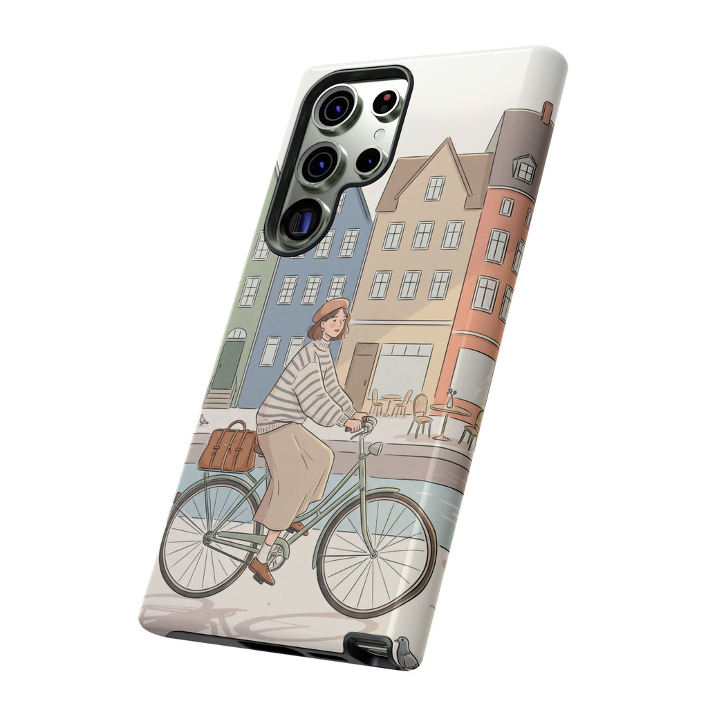 City Bike Samsung Galaxy Phone Case | Cozy European Street Illustration Tough Cases