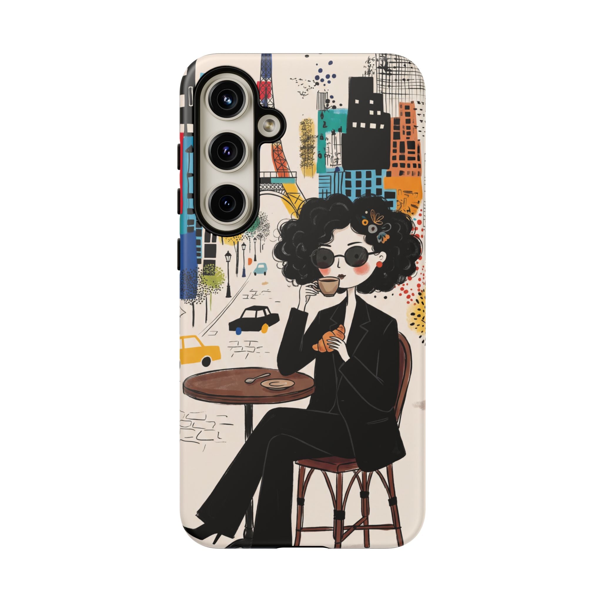 Paris Cafe Chic Samsung Galaxy Phone Case | Stylish Woman Illustration iPhone Cover