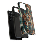 Owl Forest Tough Samsung Galaxy Case | Teal & Brown Rustic Wildlife Protective Cover