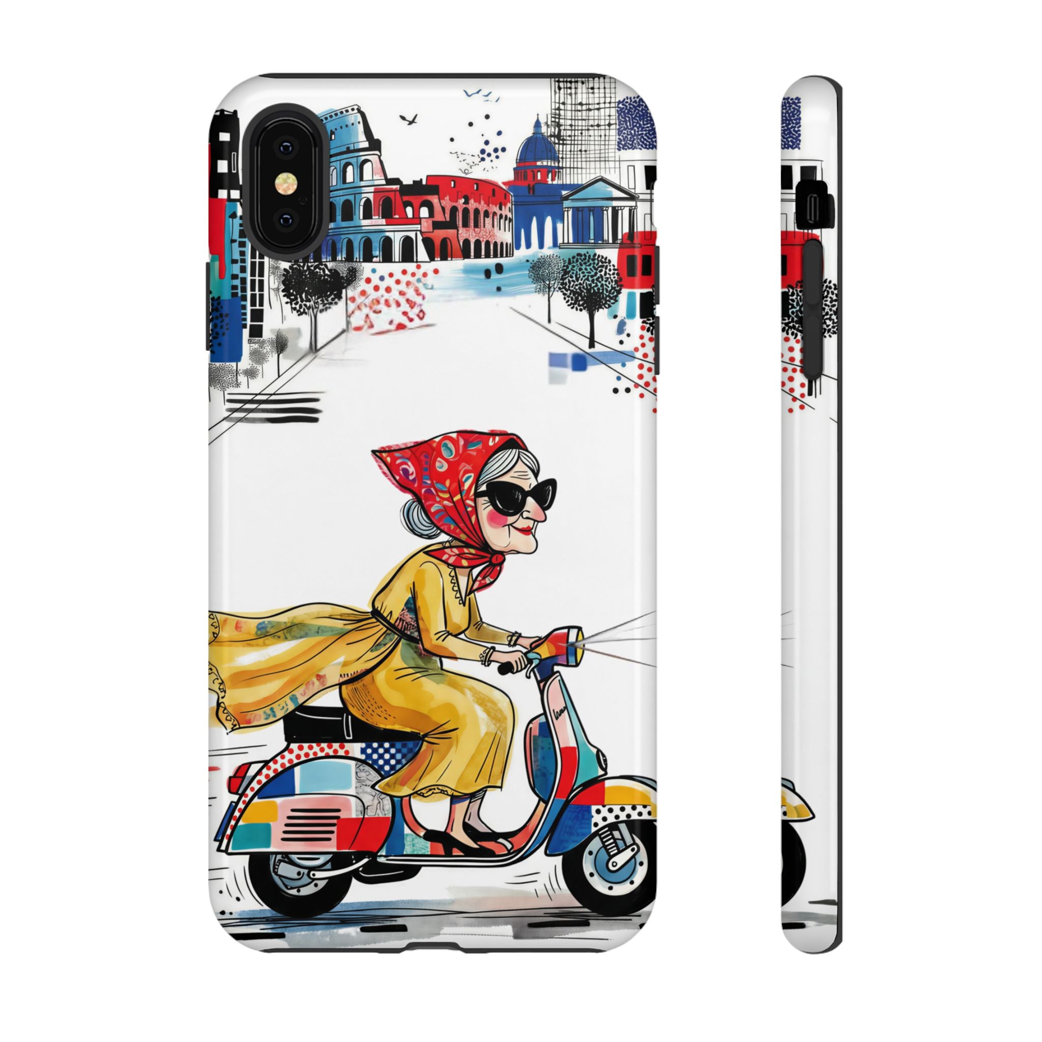 Vintage Vespa Granny iPhone Case | Retro Scooter Travel iPhone Cover