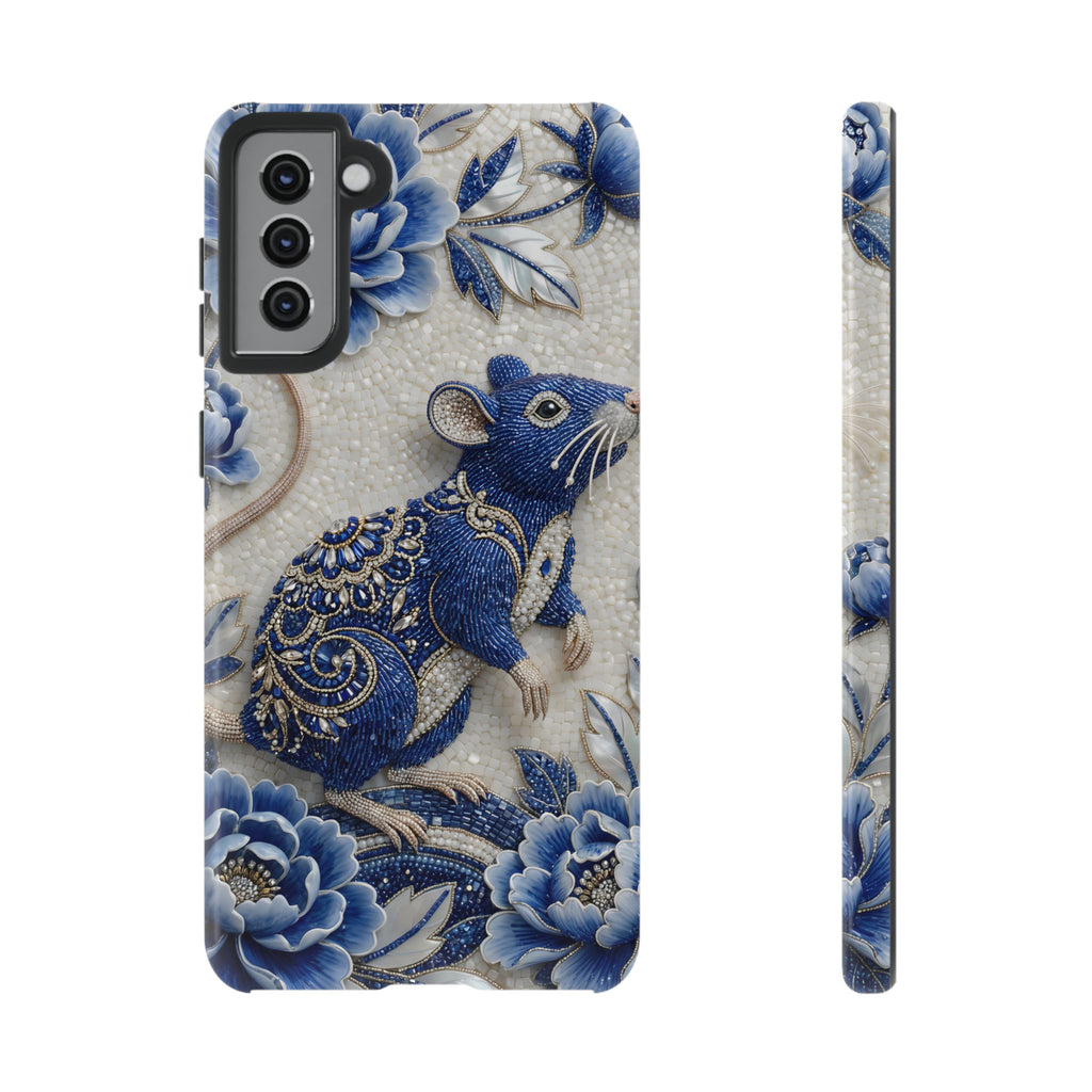 Asian Zodiac Rat Samsung Galaxy Phone Case | Blue & White Porcelain Art Slim Protective iPhone Case | Year of the Rat Gift