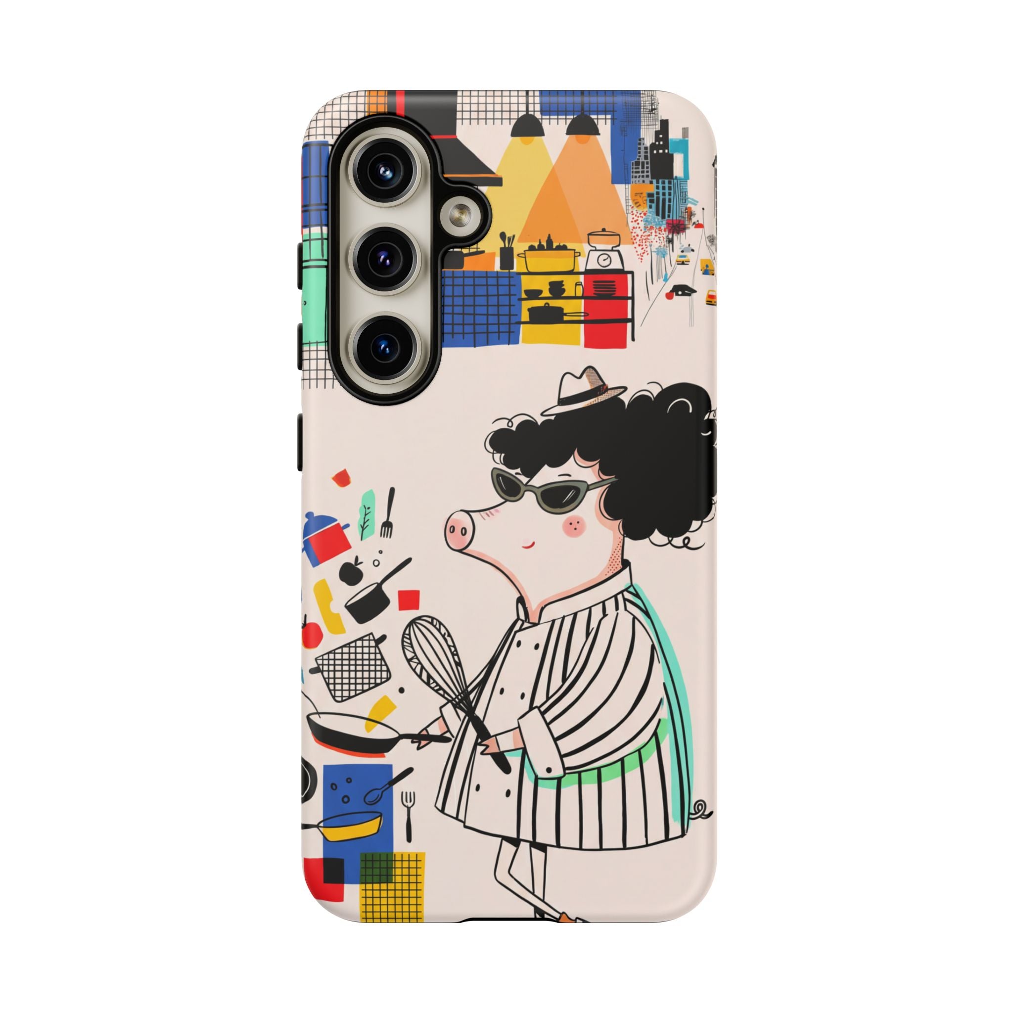 Cute Chef Pig Samsung Galaxy Phone Case | Quirky Cartoon Kitchen Art Tough Case