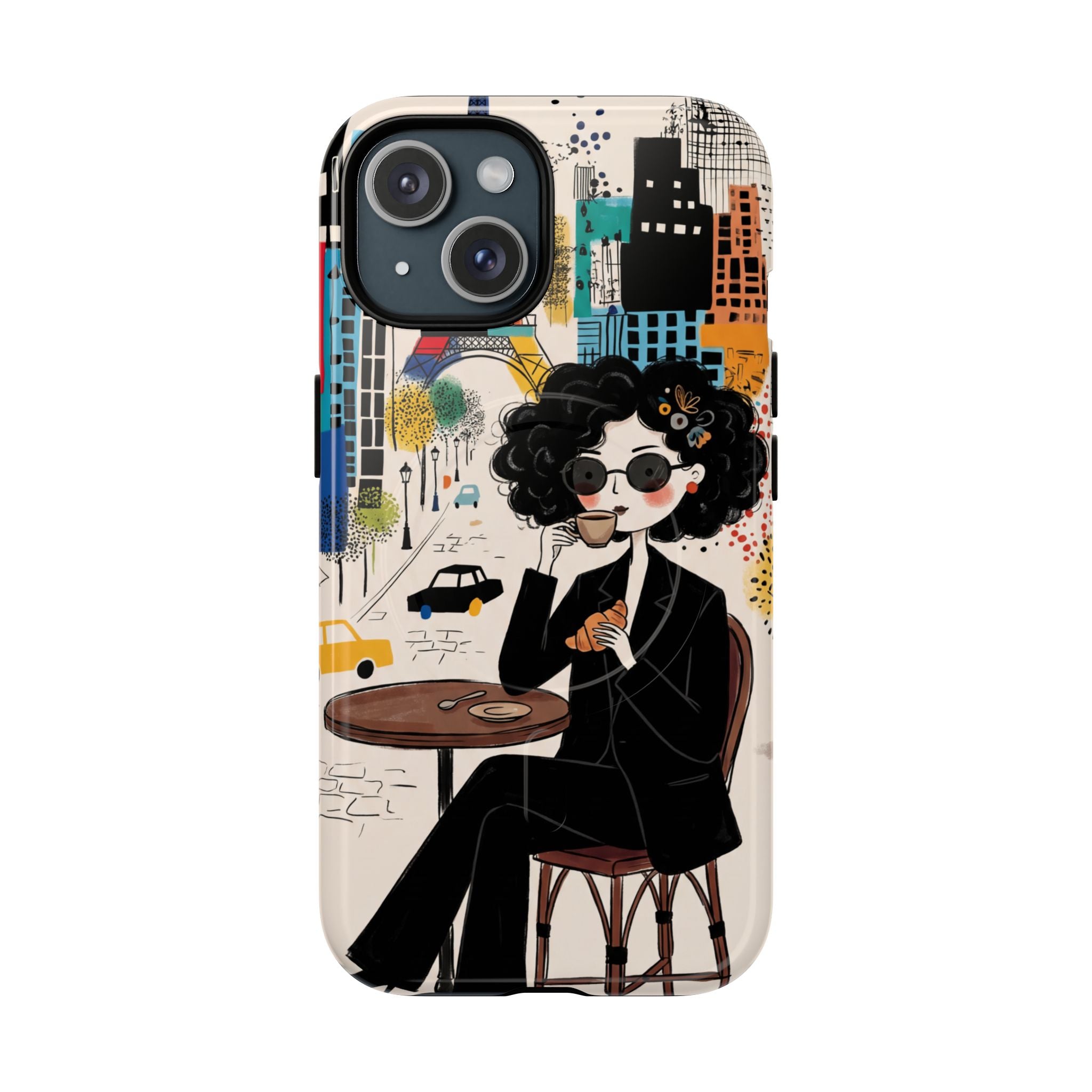 Paris Cafe Chic MagSafe iPhone Case | Stylish Woman Illustration iPhone Cover