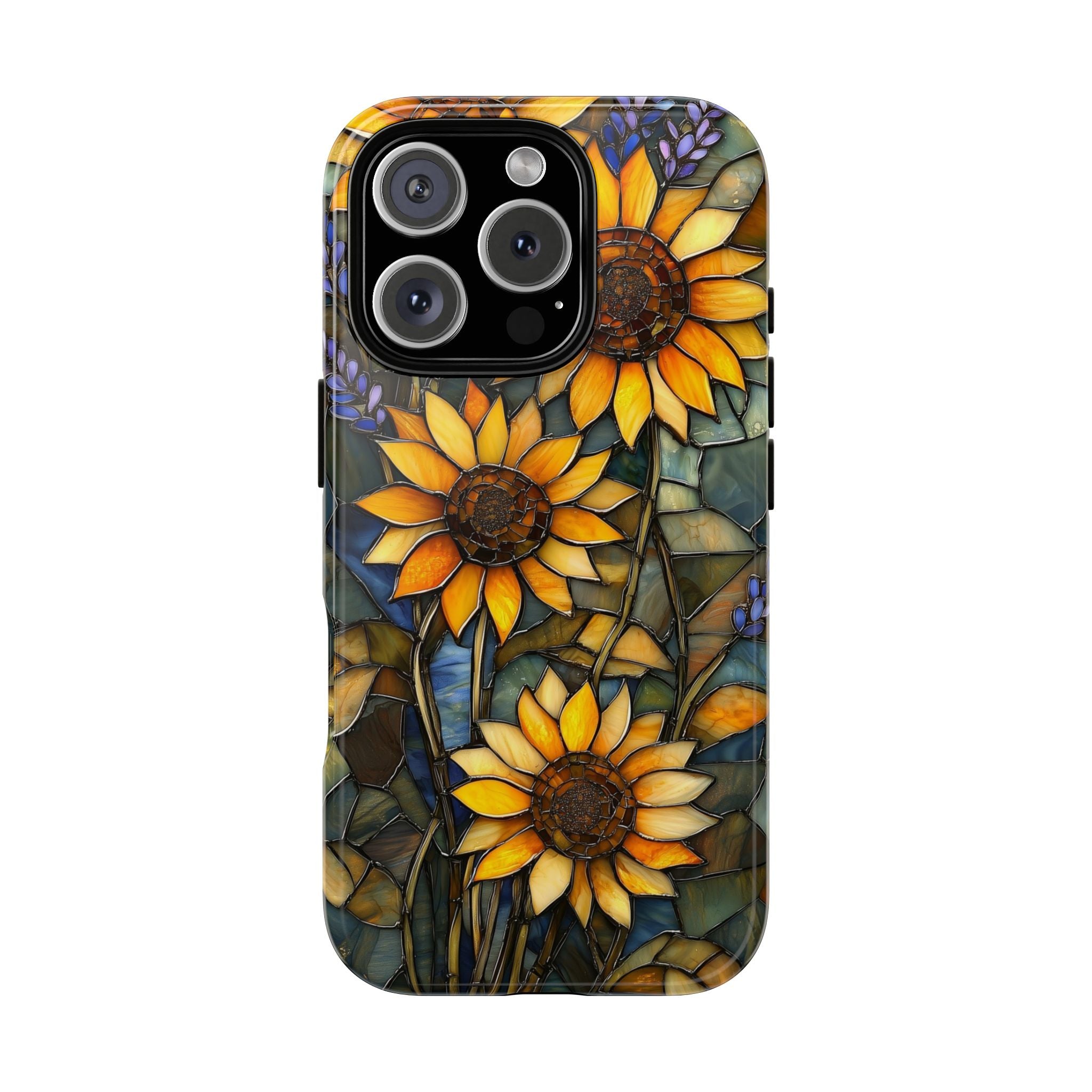 Sunflower Stained Glass Tough iPhone Case | Floral Protective Cover