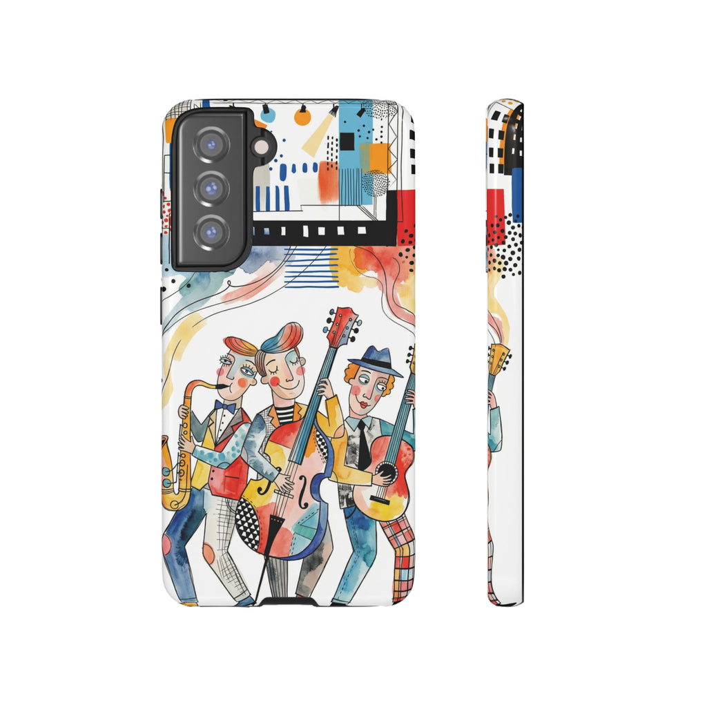 Custodia per Samsung Galaxy Illustrata Trio Musicale | Cover Colorata con Band Jazz