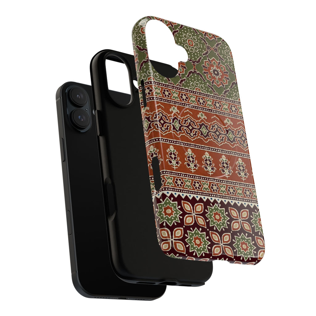 Batik Floral Protective Tough MagSafe iPhone Case