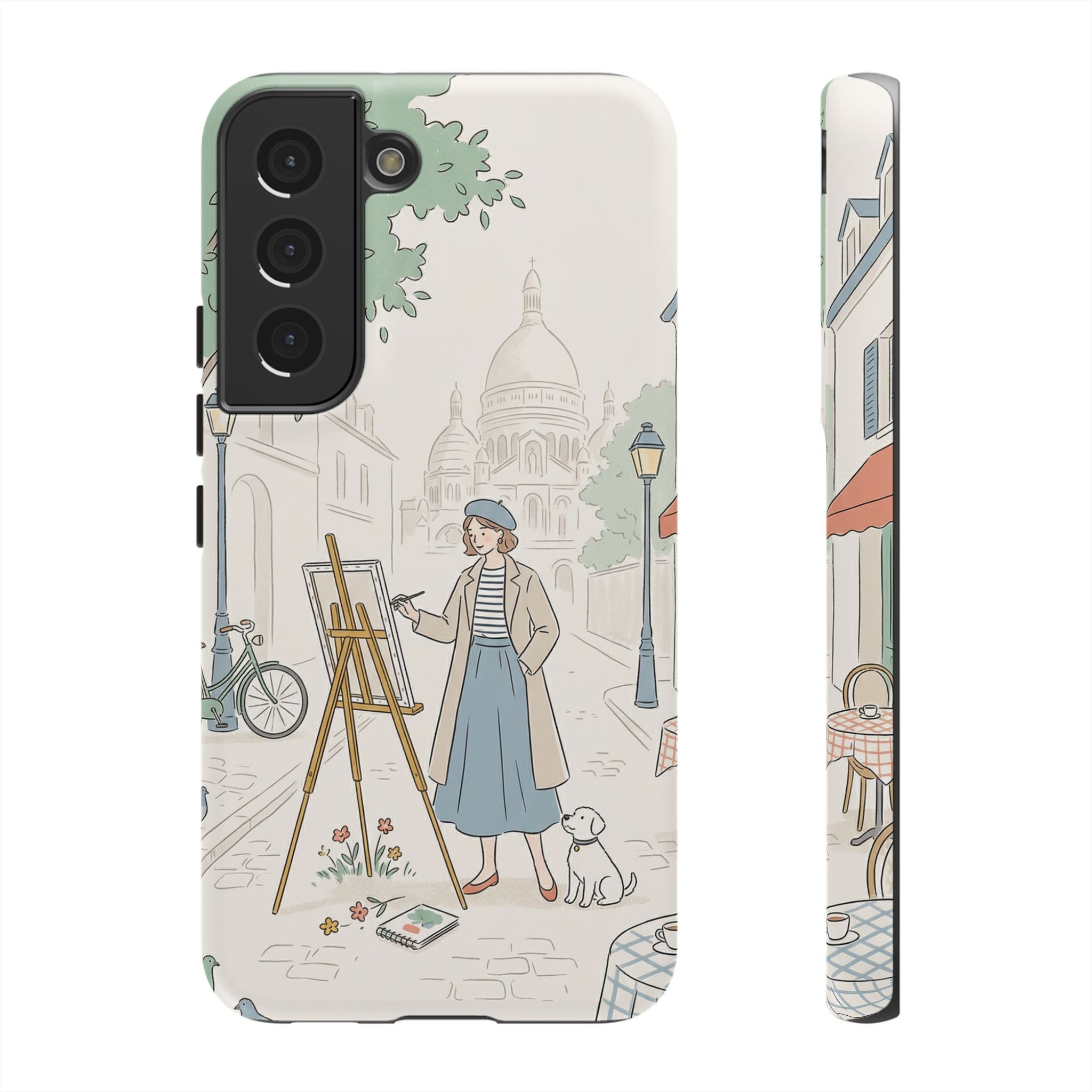 Artist in Paris Samsung Galaxy Phone Case | Vintage Painter Street Scene Protective Cover