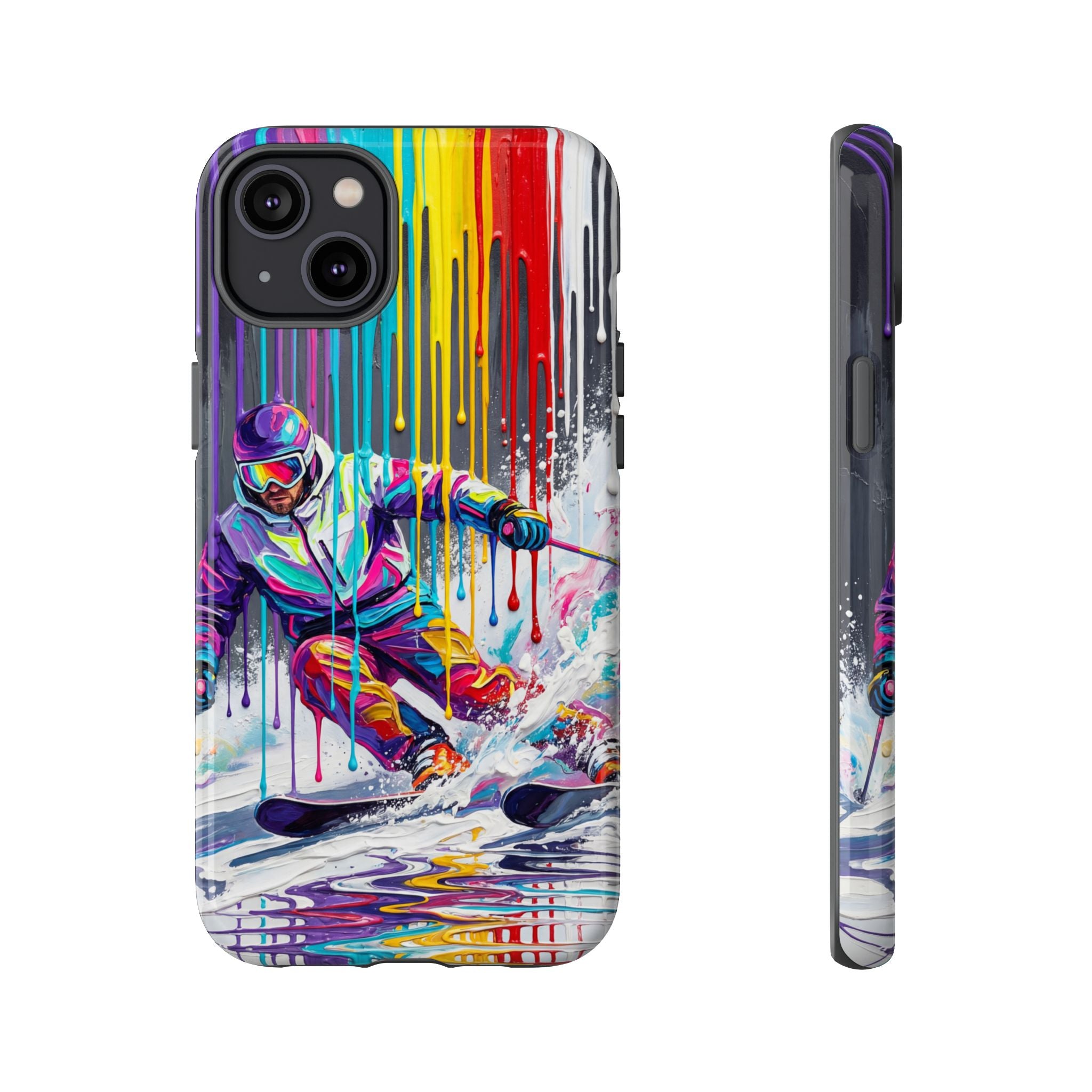 Colourful Skiing Drip Art Tough iPhone Case